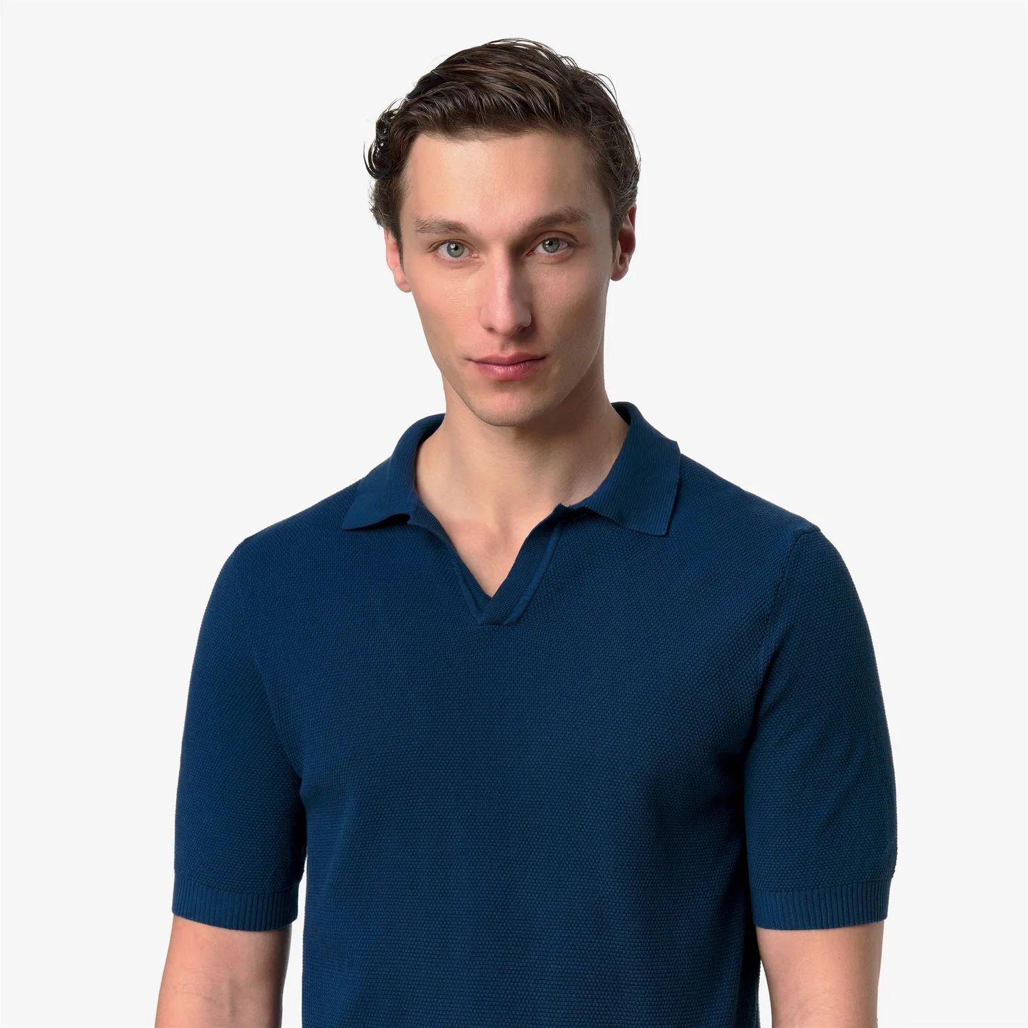 K-Way Pleyr tricou polo barbati albastru denim bumbac