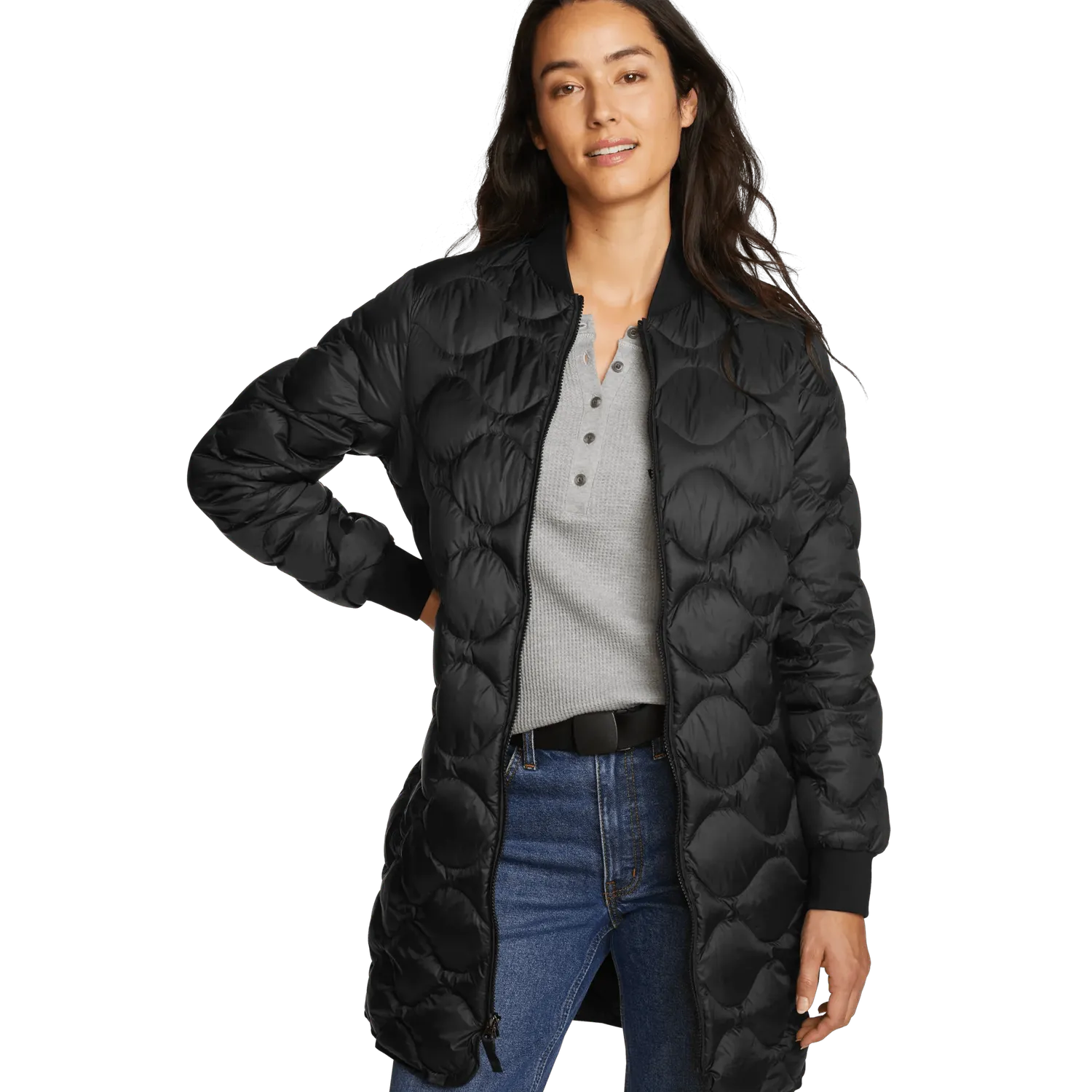 Eddie Bauer Shaw geaca puf bomber negru calduros