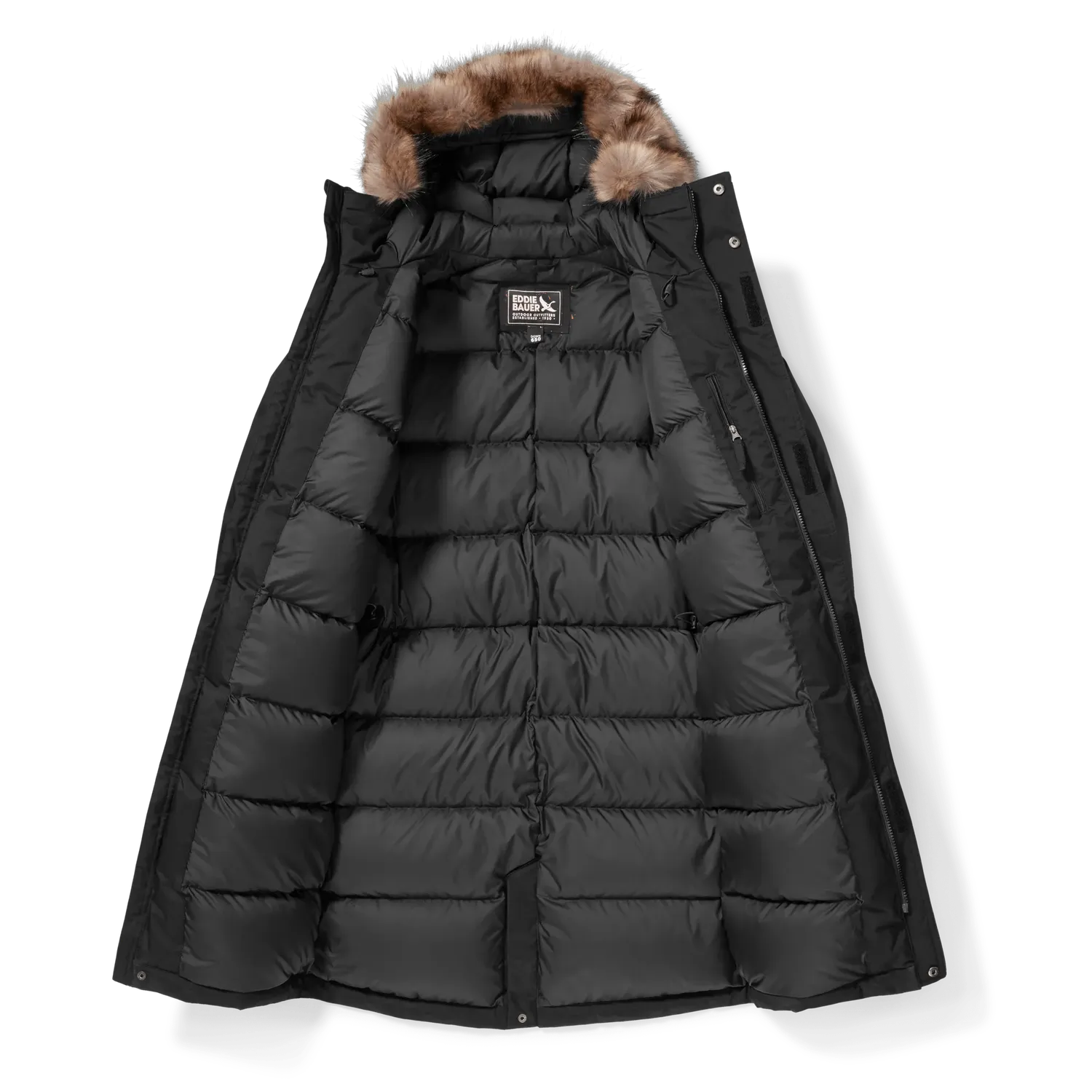 Eddie Bauer Superior Down palton barbat Negru puf lung