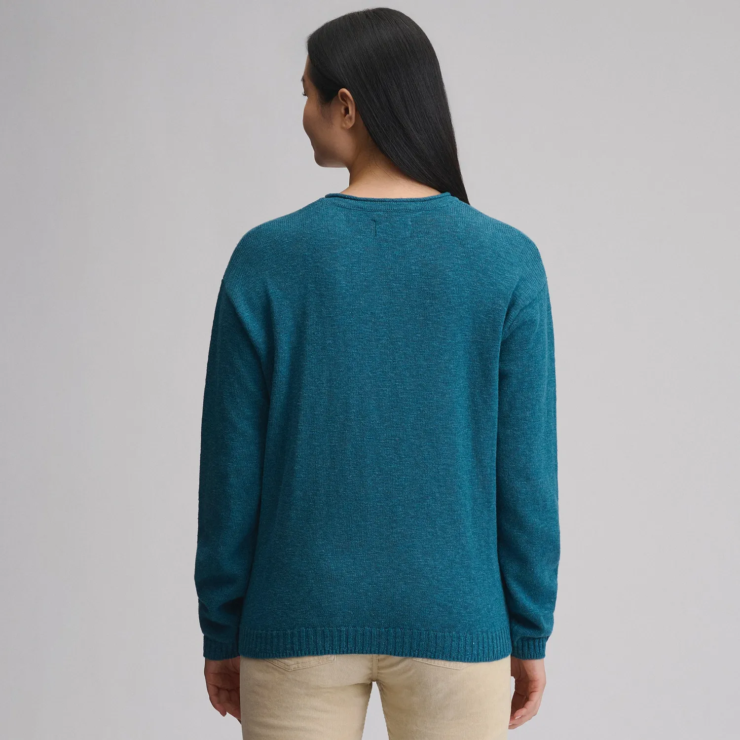 Eddie Bauer Cotton Slub Crew pulover femei albastru bumbac