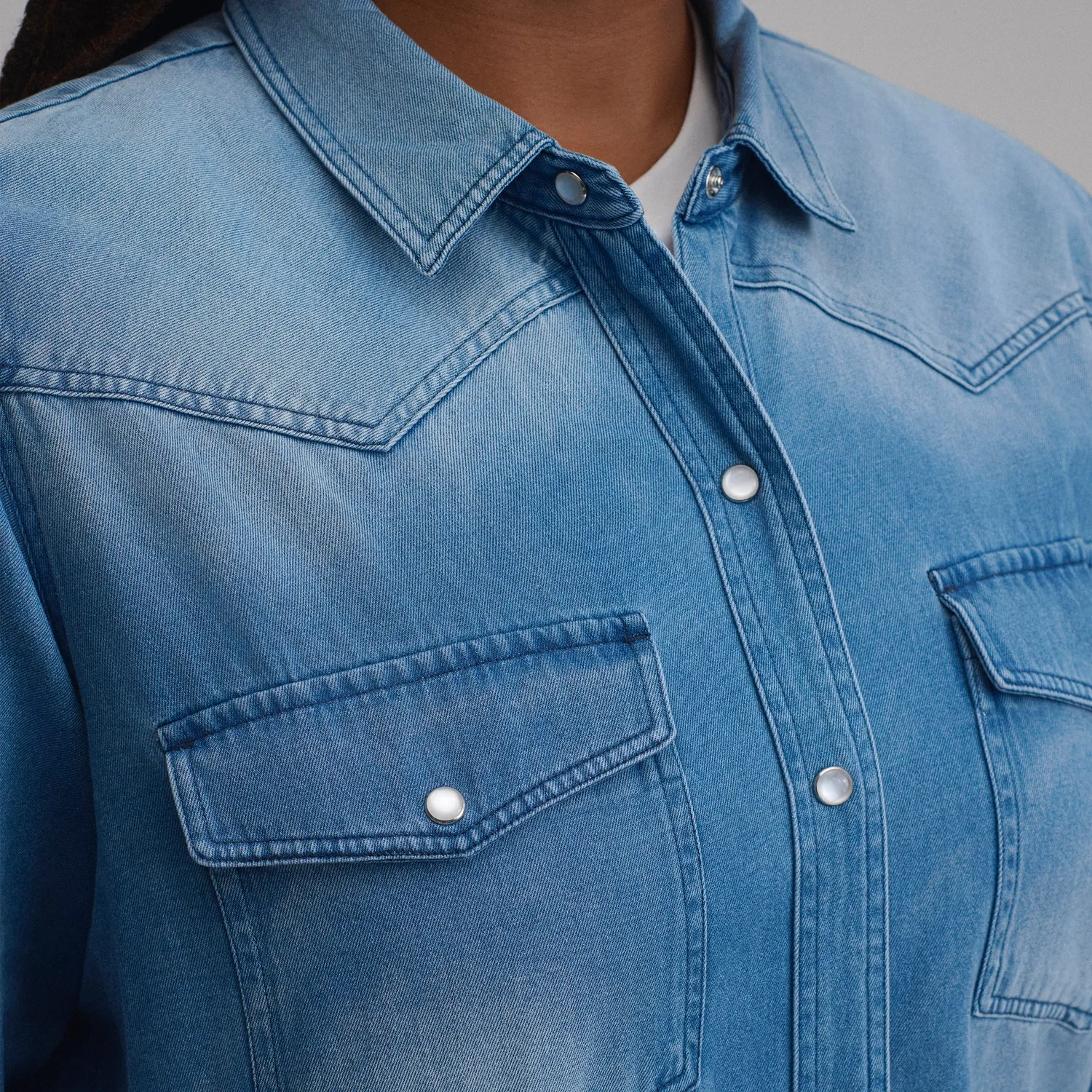 Eddie Bauer Western Denim cămașă damă denim albastră