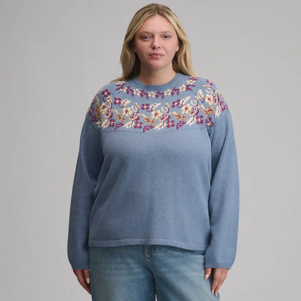 Eddie Bauer Intarsia pulover damă bleumarin