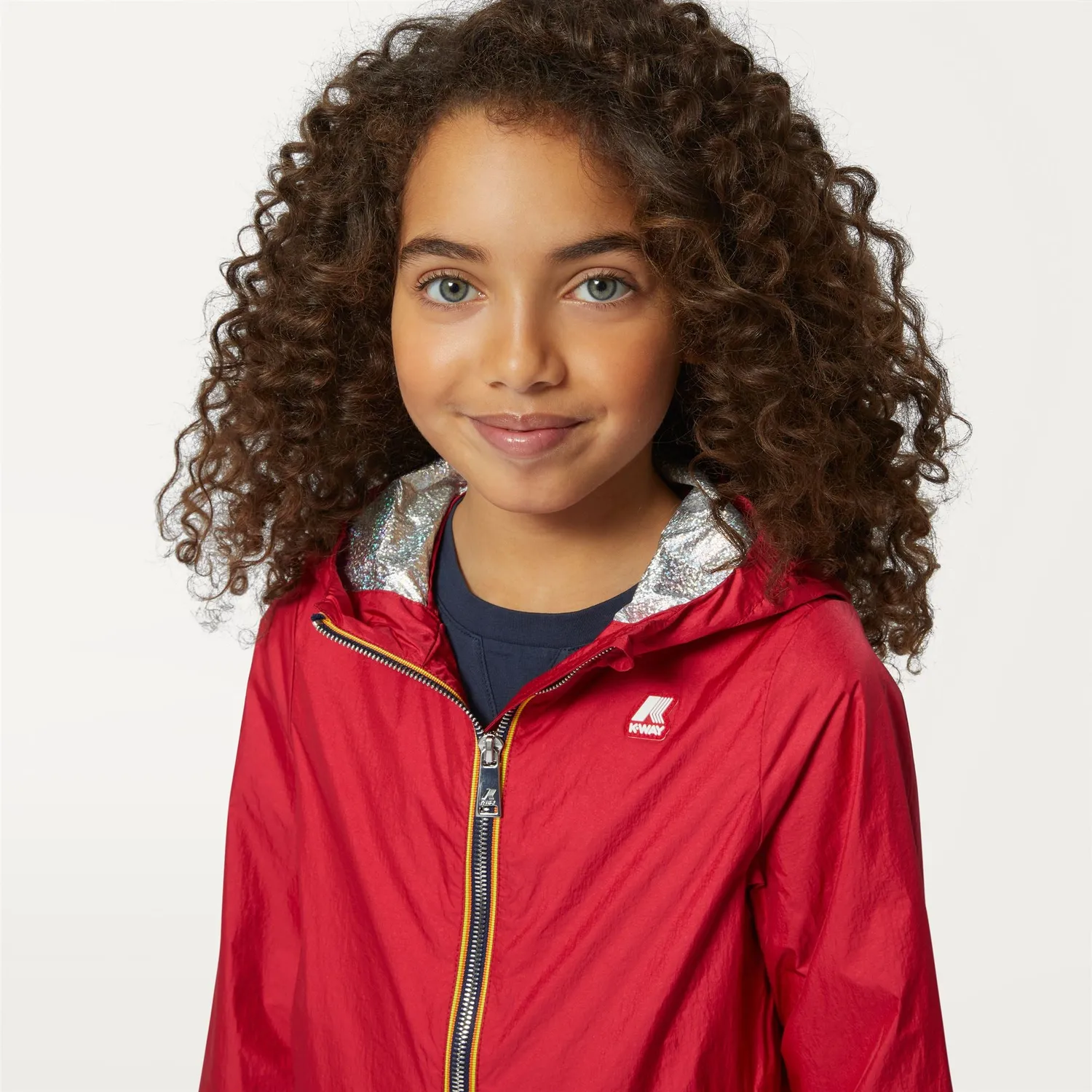 K-Way Lil K3128BW geaca fete rosu berry metalizata scurt