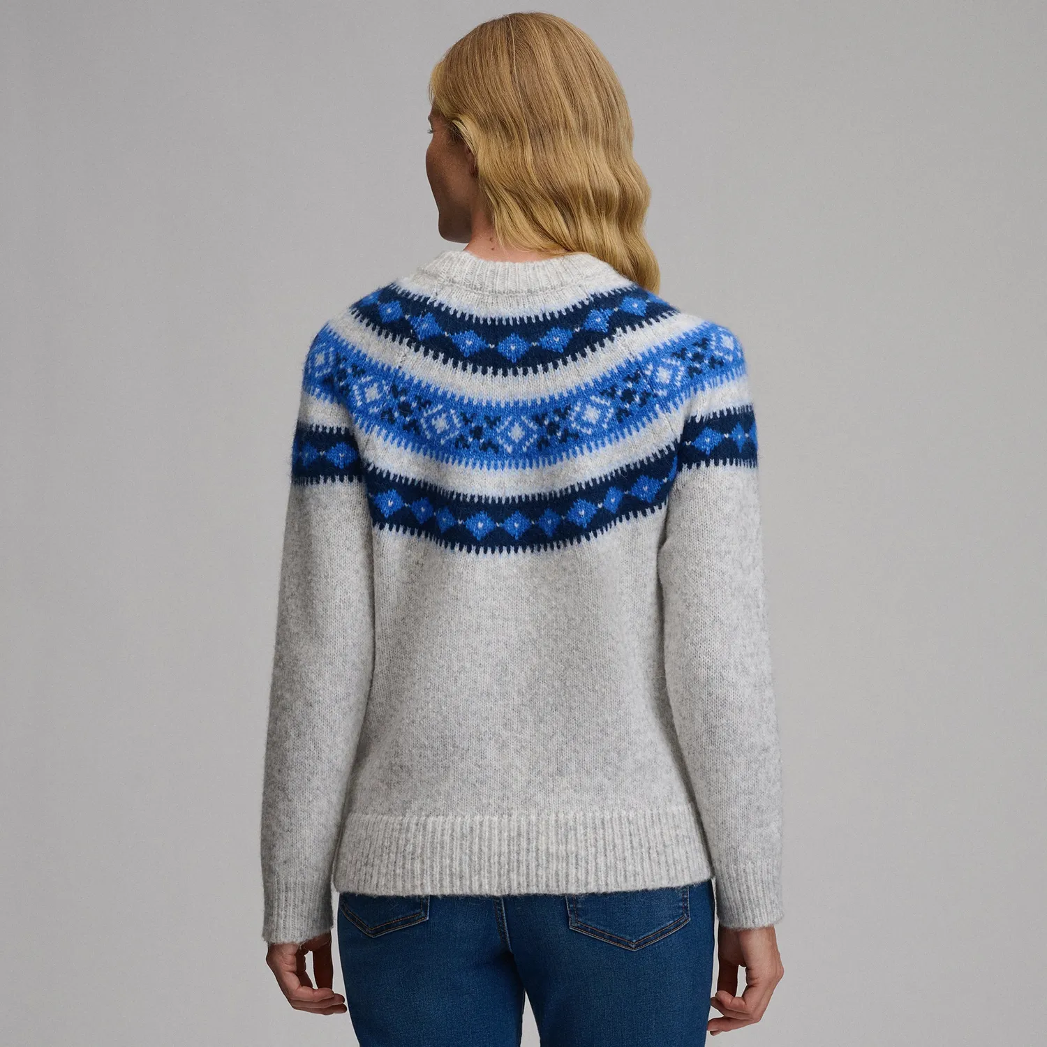 Eddie Bauer Fairisle pulover pufos ivoire călduros