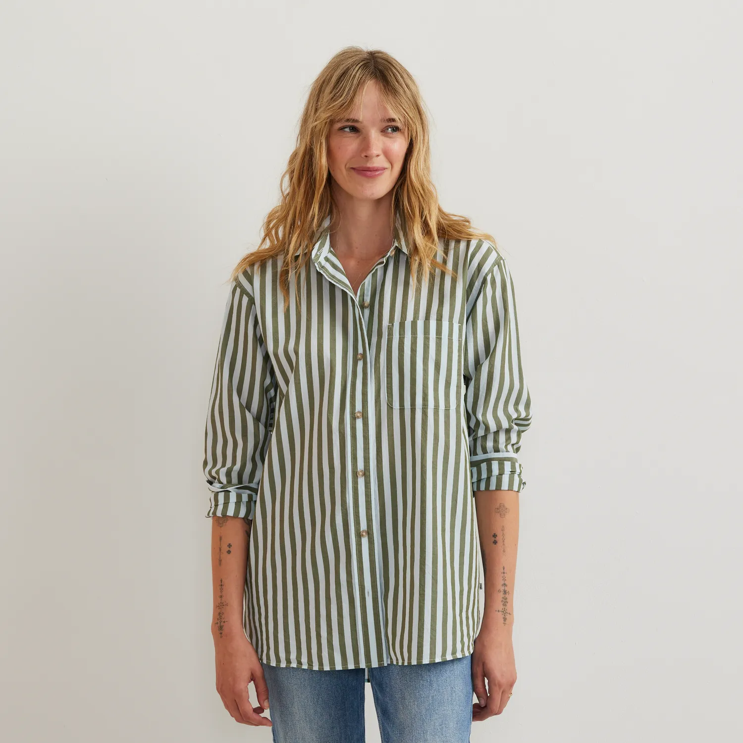 Eddie Bauer Poplin camasa dama albastru deschis relaxata