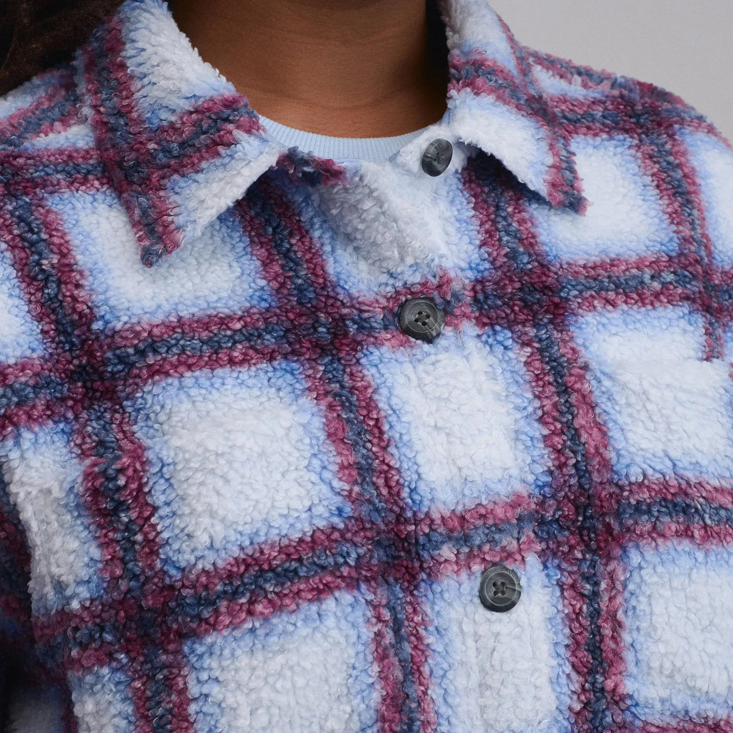 Eddie Bauer Plaid Fleece Shirt Jacket geaca negru carouri