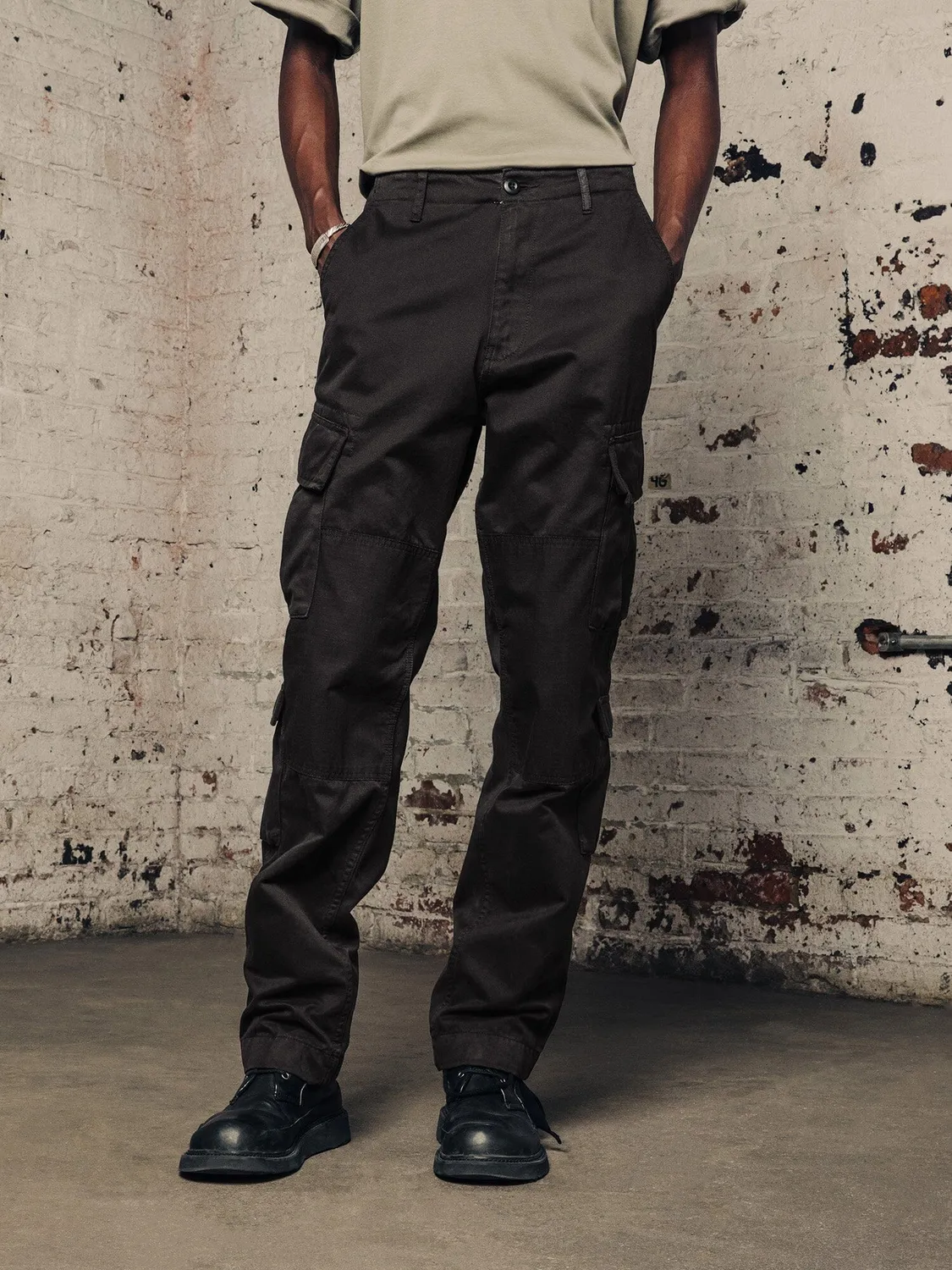 Alpha Industries ACU pantaloni cargo negri bumbac