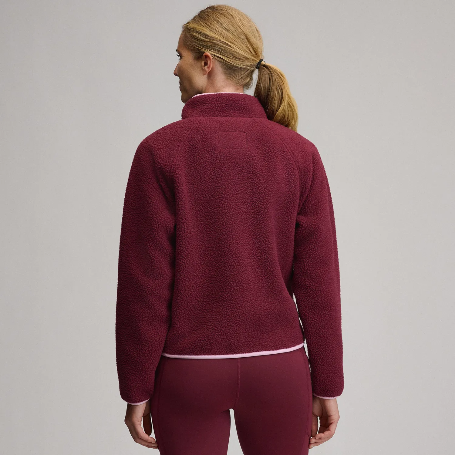 Eddie Bauer Plush Fleece Snap-Mock bluza roz calduroasa