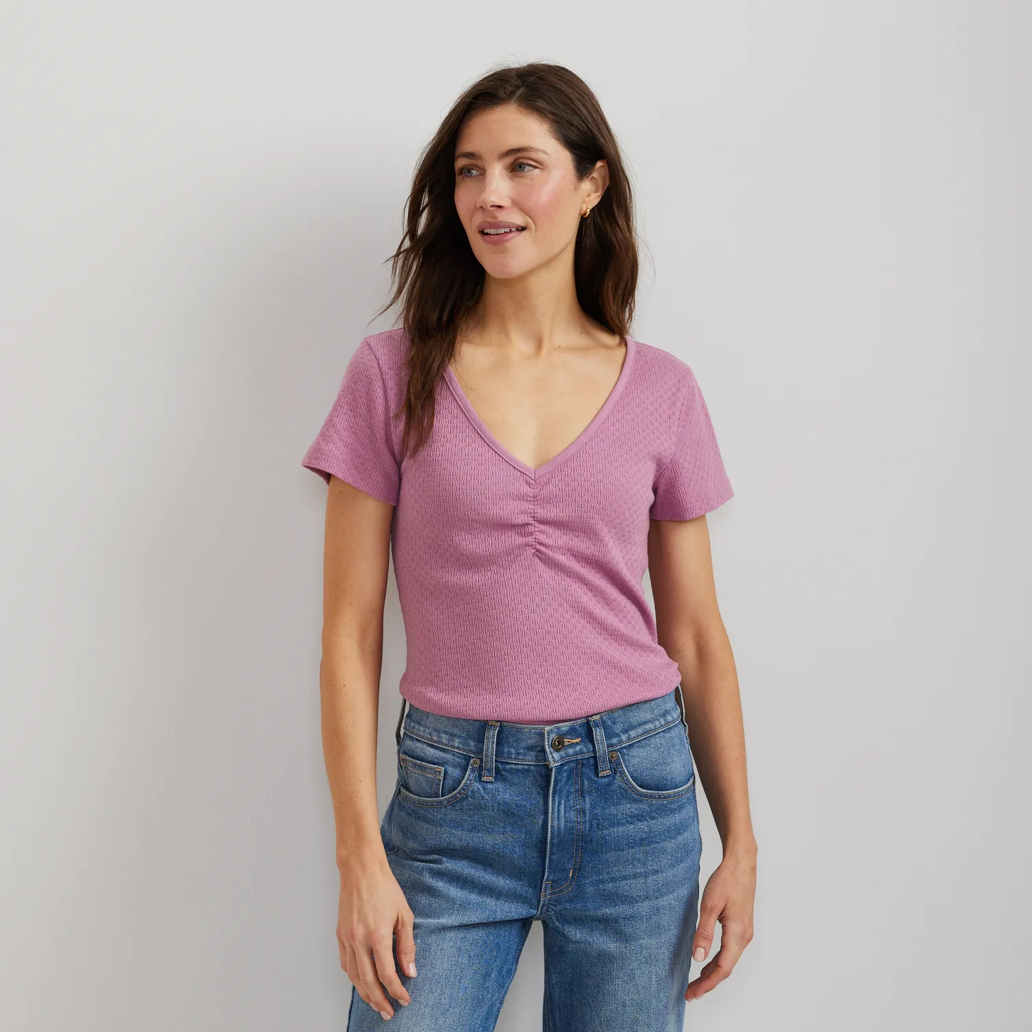 Eddie Bauer Pointelle Dobby camasa dama albastra vaporoasa