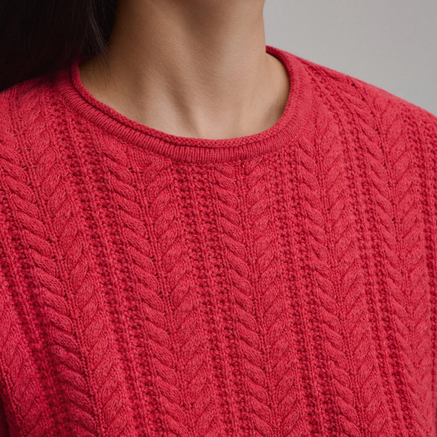 Eddie Bauer Cotton Cable Crew pulover dama bumbac chili calduros
