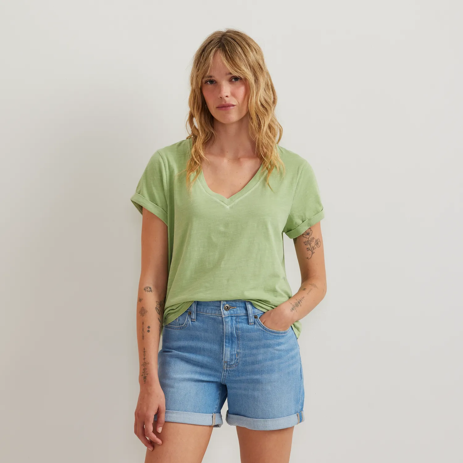 Eddie Bauer Sunwashed tricou dama decolteu V usor