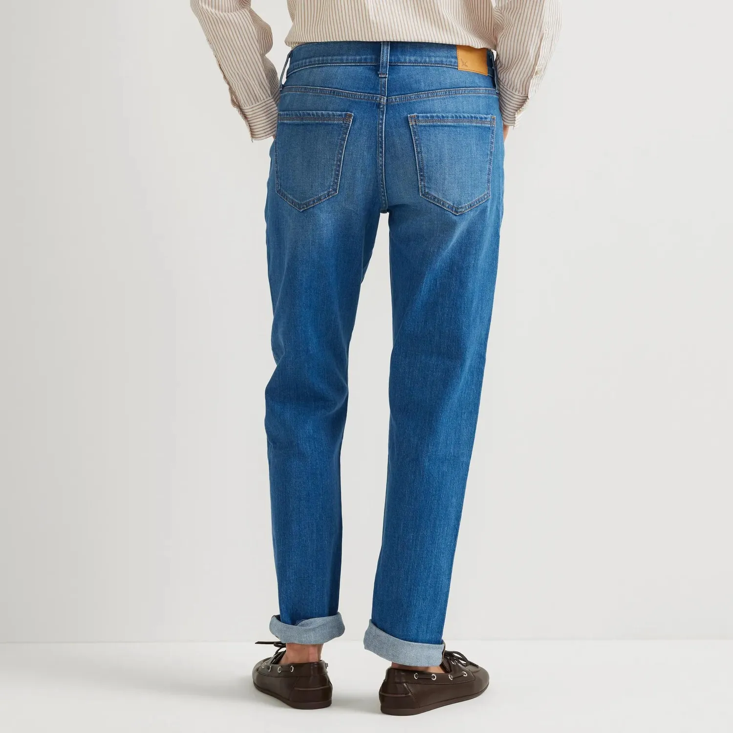 Eddie Bauer Boyfriend Mid-Rise blugi dama Indigo elasticitate mica