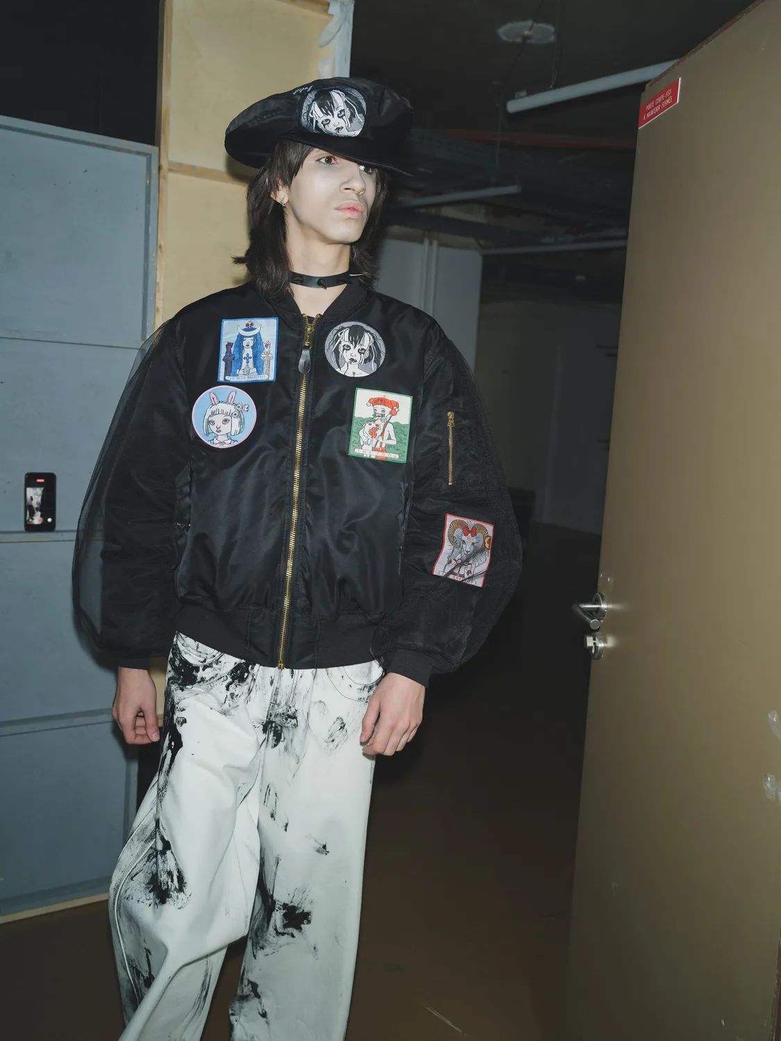 Alpha Industries Kidill Babyart MA-1 geacă bomber neagră brodată