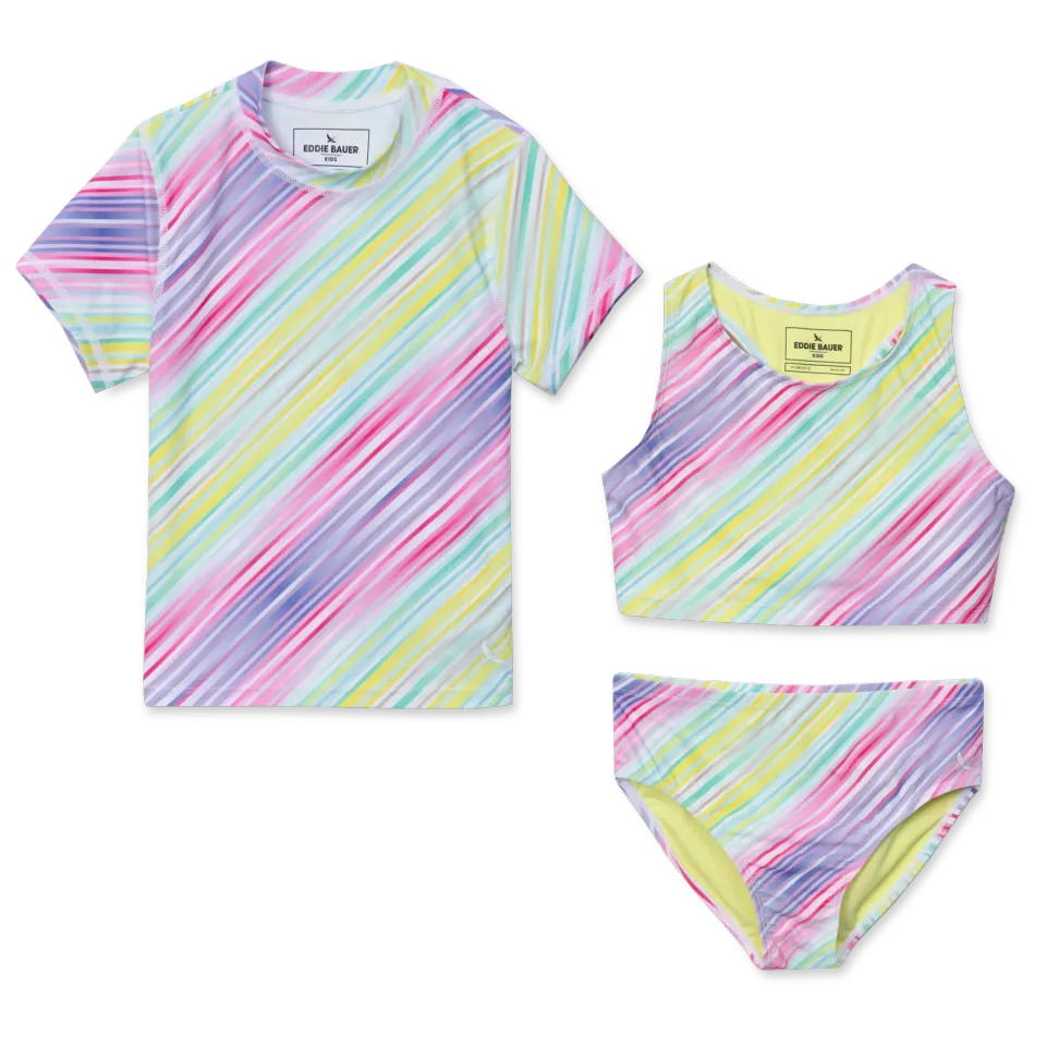 Eddie Bauer Sea Spray costum baie fete aqua 3 piese elastic