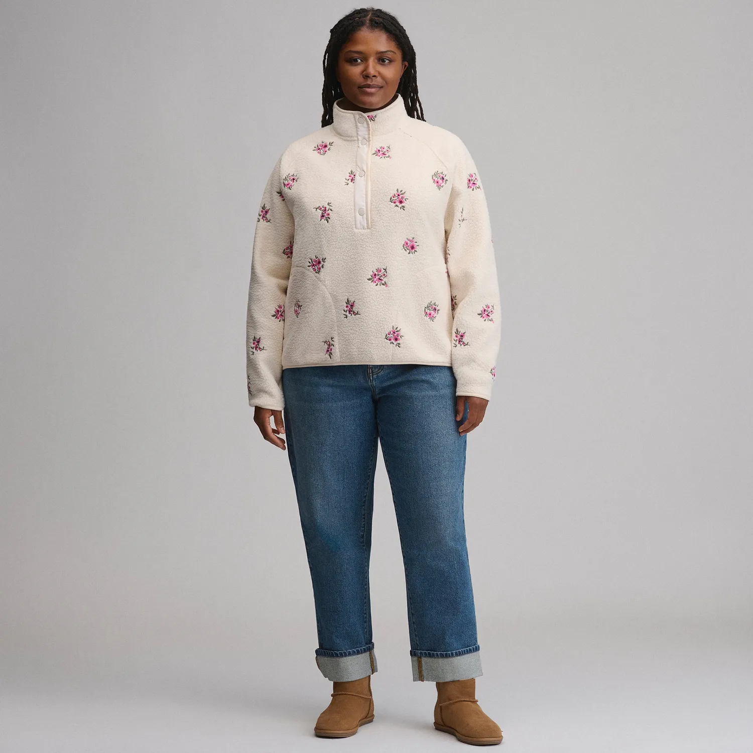 Eddie Bauer Plush Fleece bluză damă Limestone călduroasă