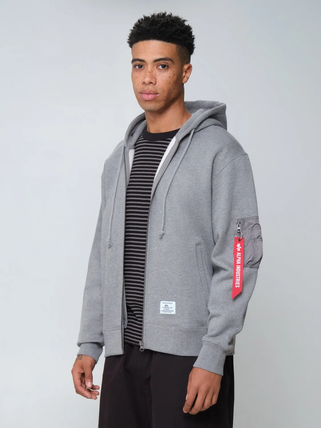 Alpha Industries Utility Pocket hanorac gri cu fermoar