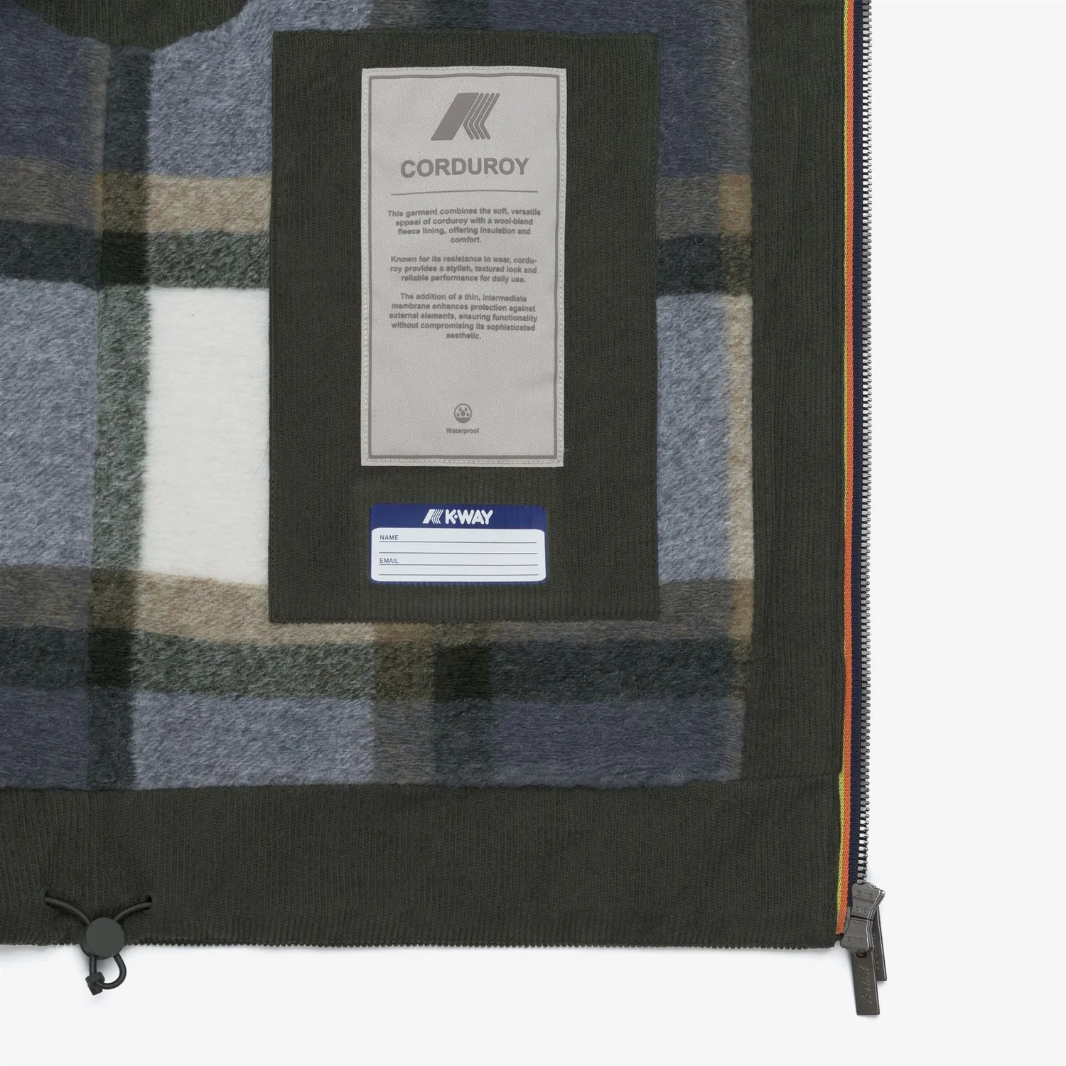 K-Way Barry vesta barbati verde cu tartan matlasata
