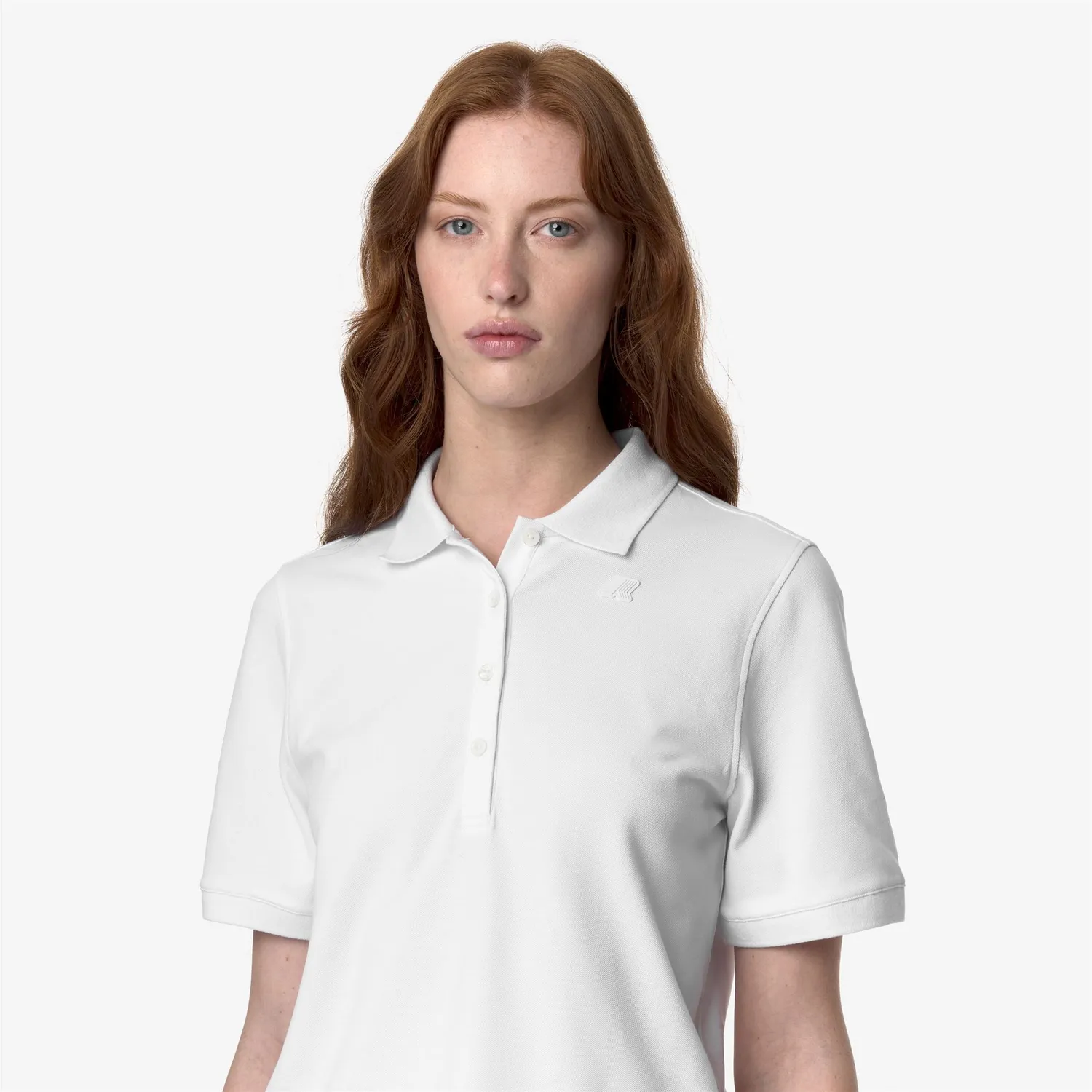 K-Way Liselle tricou polo dama alb bumbac stretch