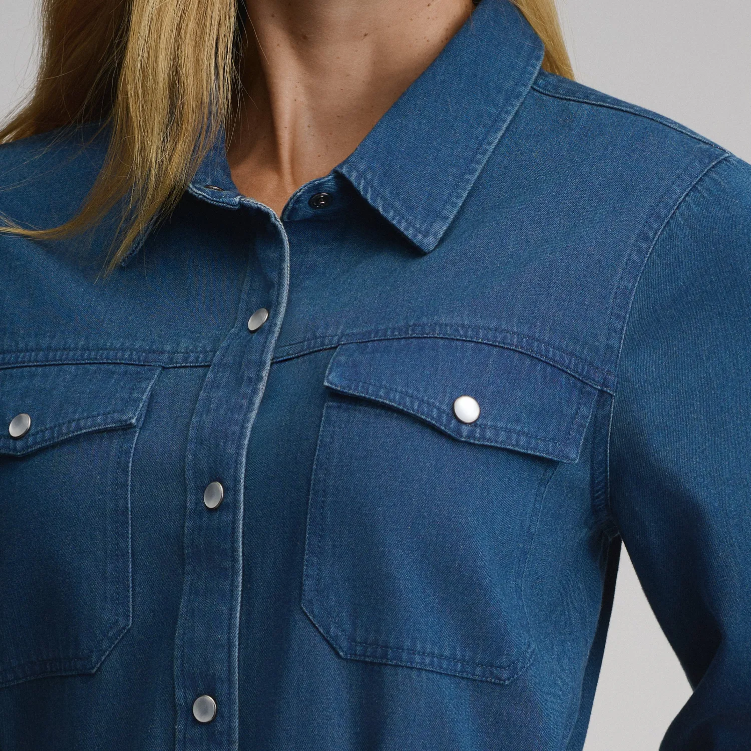 Eddie Bauer Denim Midi rochie damă Dark Denim cu cordon