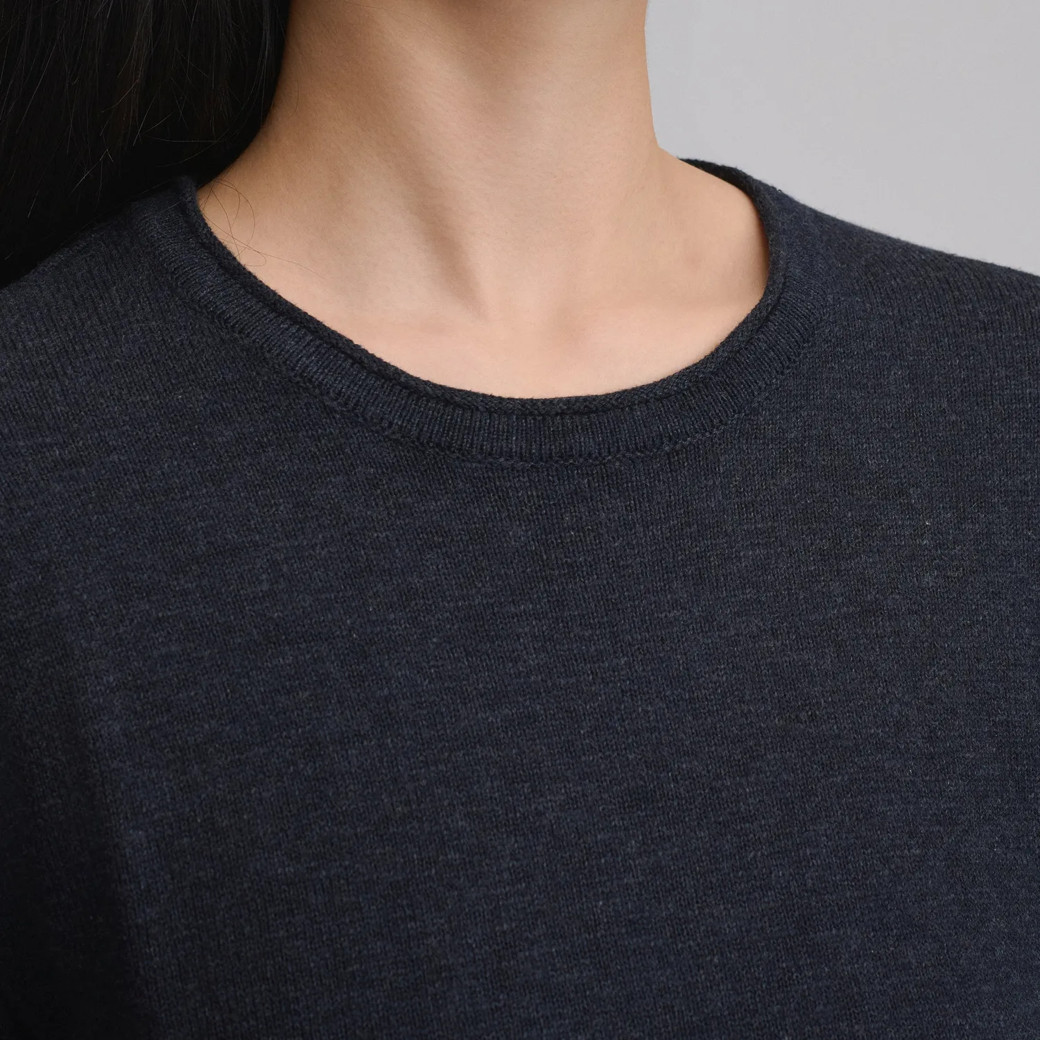 Eddie Bauer Cotton Slub Crew pulover femei albastru bumbac
