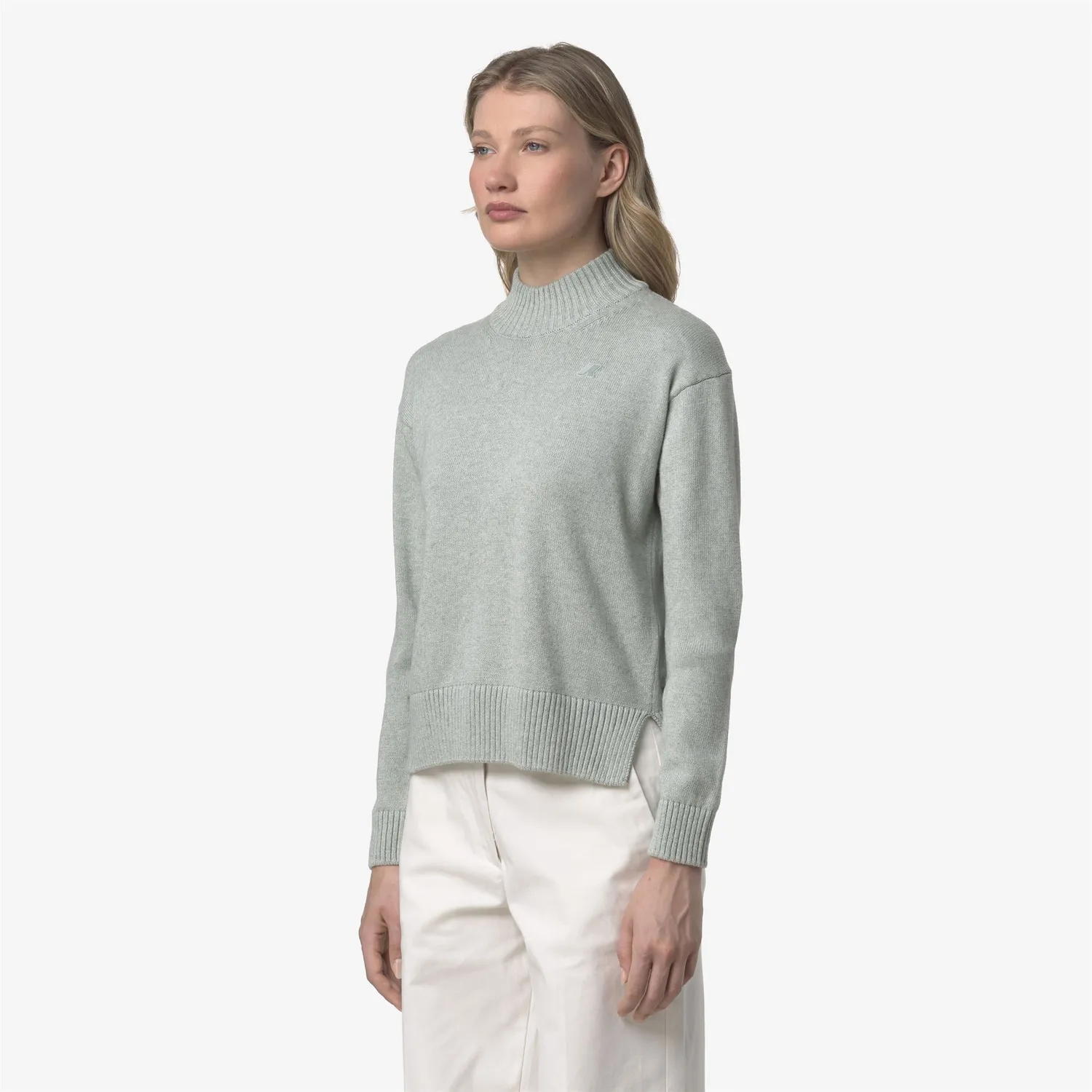 K-Way Agata Cotton Cashmere pulover gri melanj cu casmir