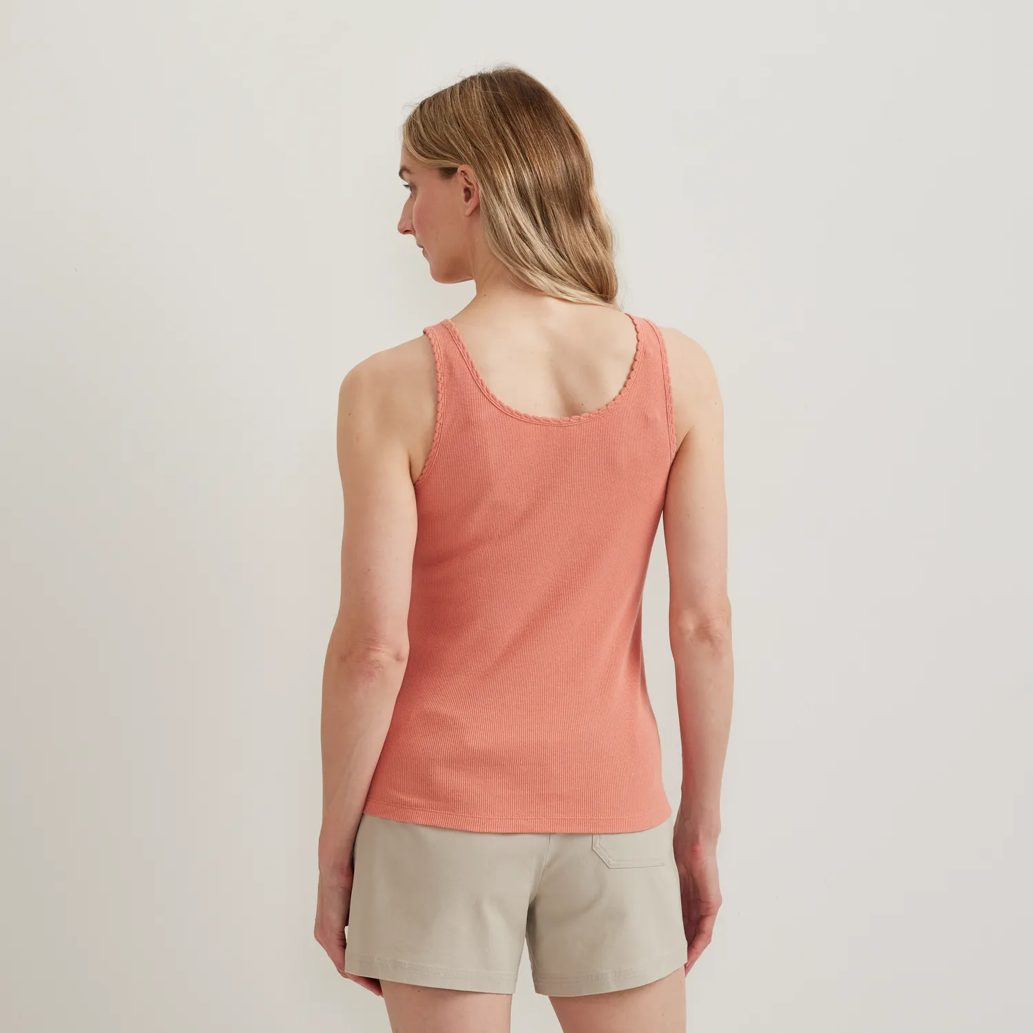 Eddie Bauer Ribbed Henley maiou dama Sage din bumbac