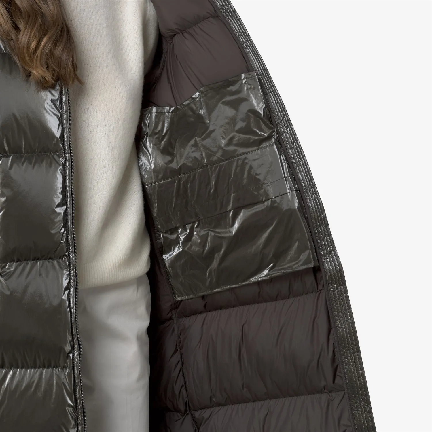 K-Way Ruenne Thermo Pearly palton puf lung negru