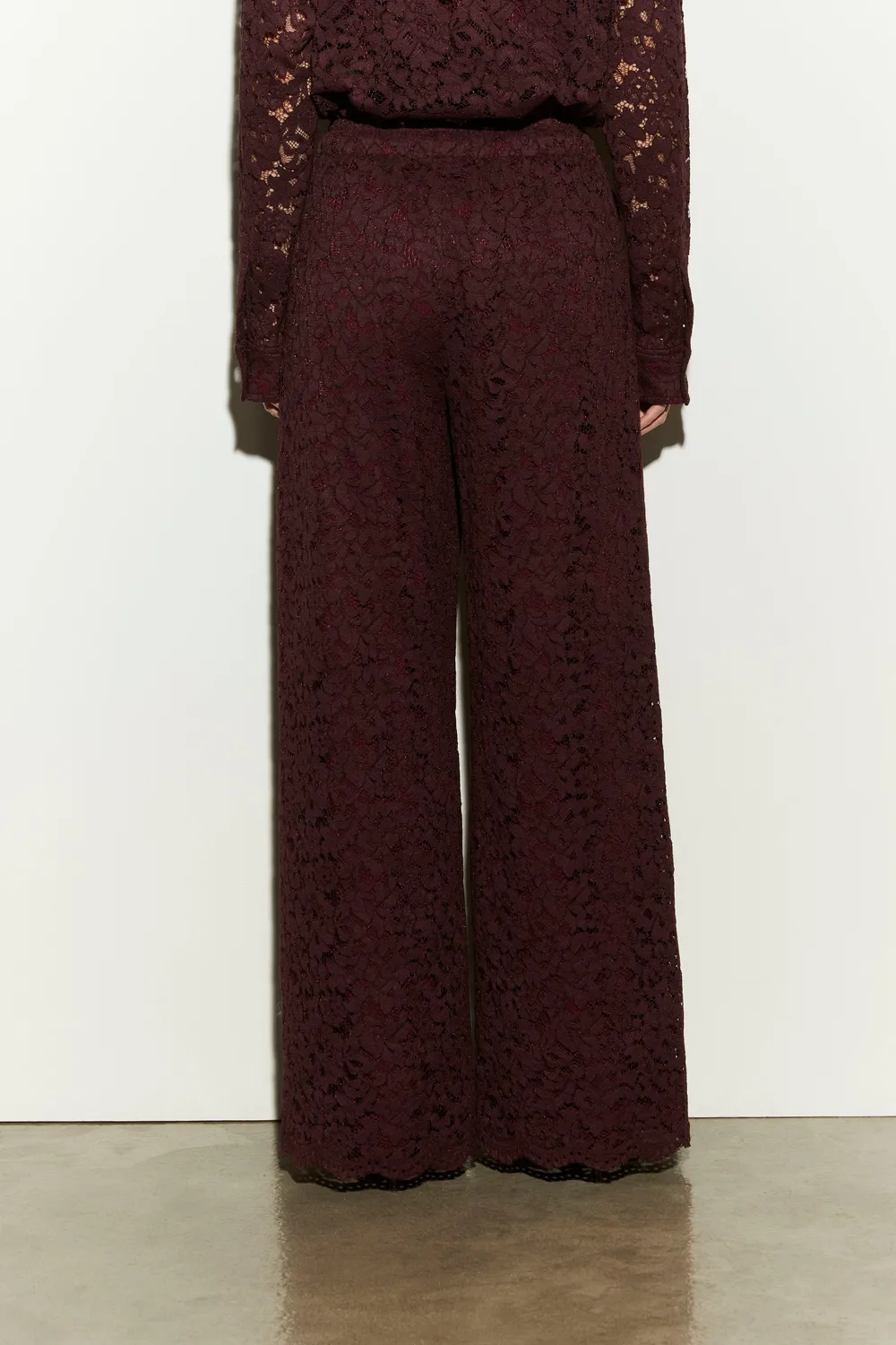 Isabelle Blanche pantaloni dantelă visiniu elastici