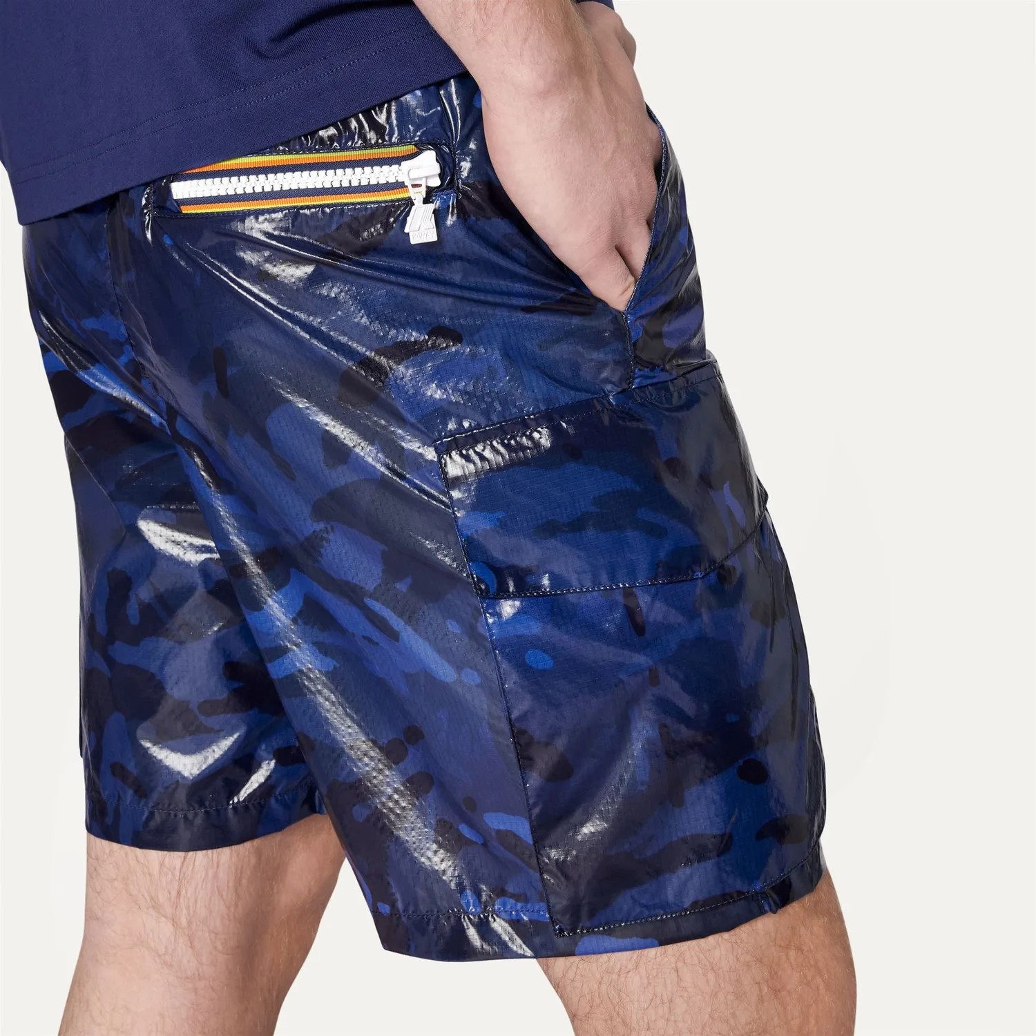 K-Way Leobem Camou pantaloni scurti cargo albastri impermeabili