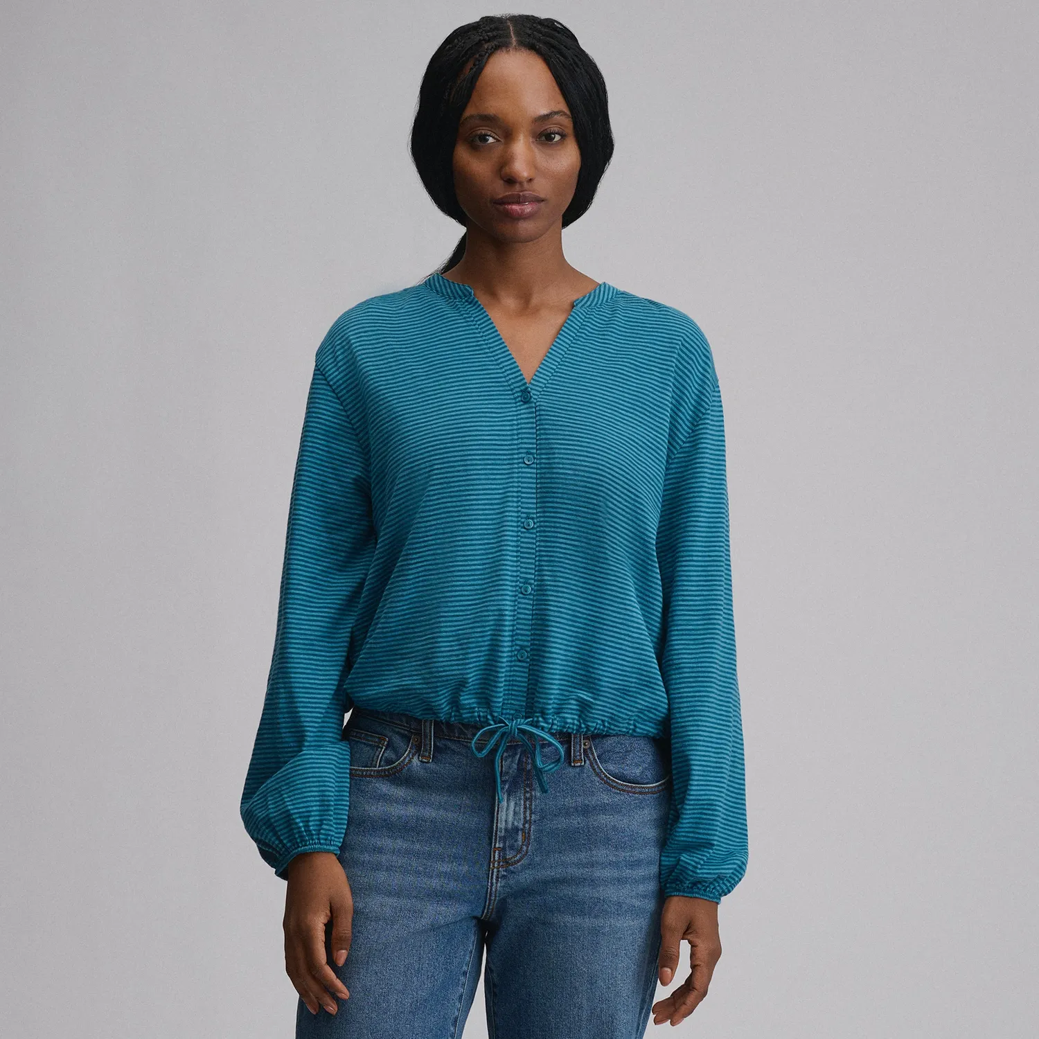 Eddie Bauer Long-Sleeve Button Front bluză damă mov călduroasă