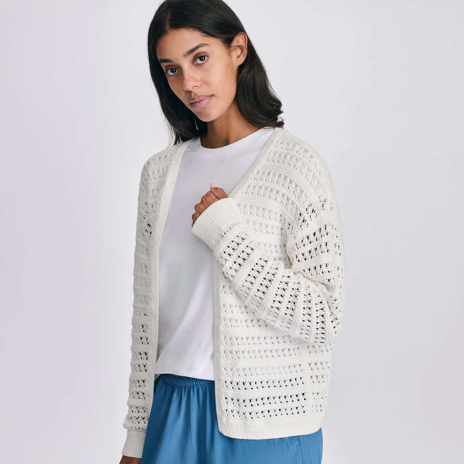 Eddie Bauer Open Stitch cardigan damă bumbac ușor
