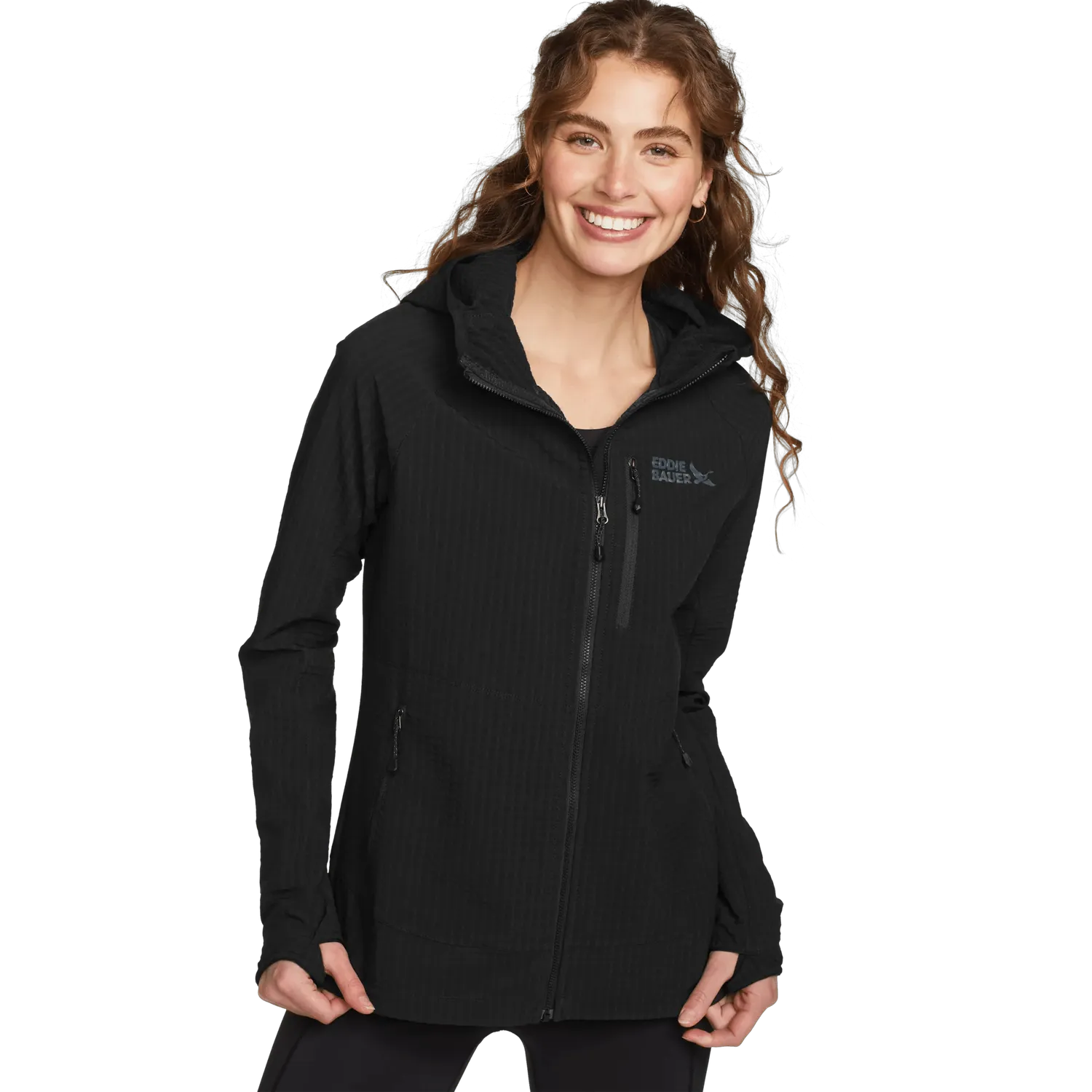 Eddie Bauer Sandstone Backbone Grid Shell Hoodie dama negru