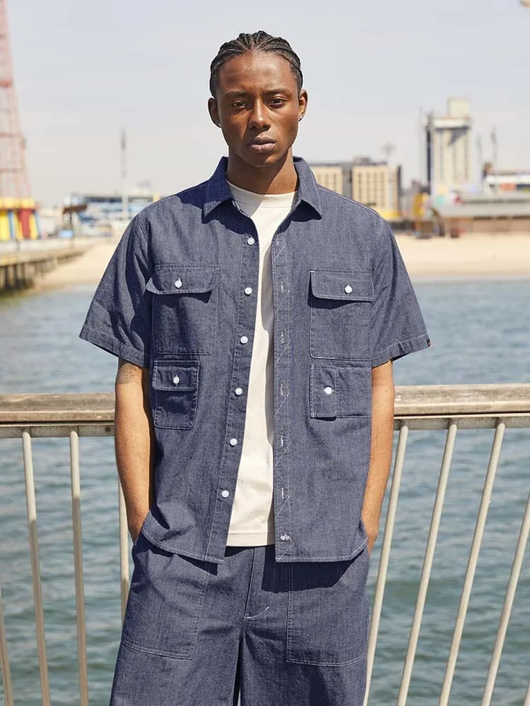 Alpha Industries Multi Pocket camasa albastru chambray