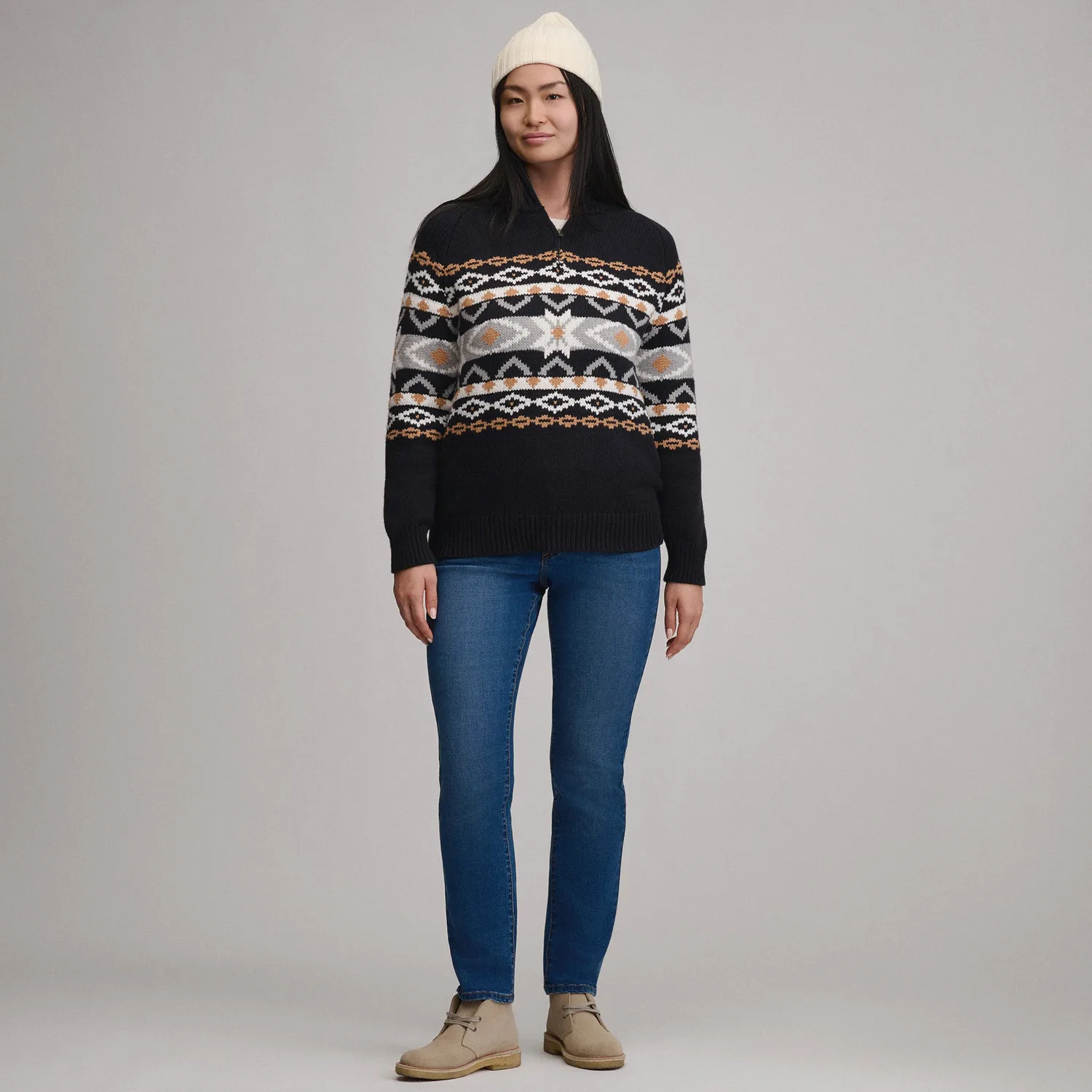 Eddie Bauer Everloft Jacquard pulover dama negru calduros