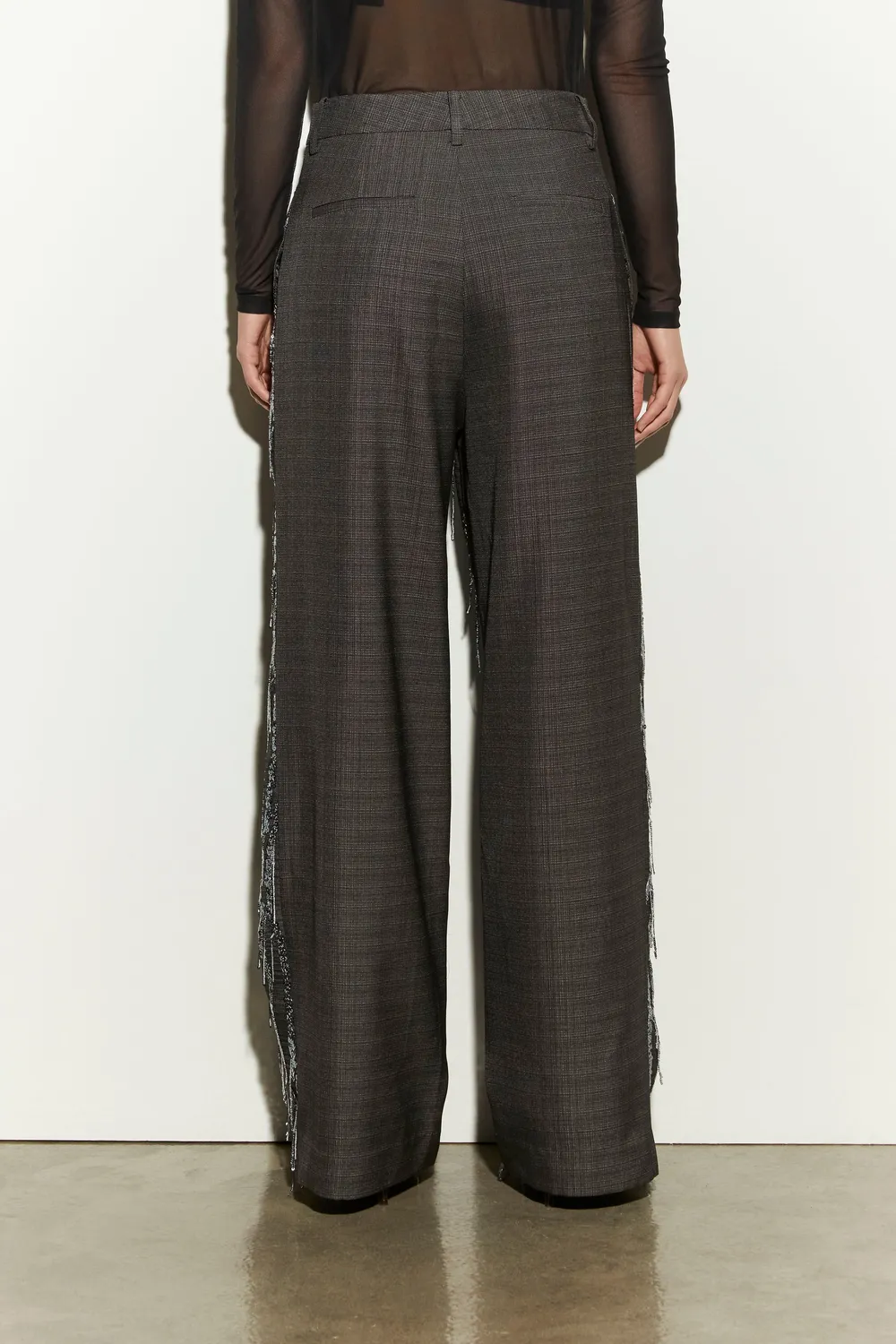 Isabelle Blanche pantaloni gri anthracite paiete M