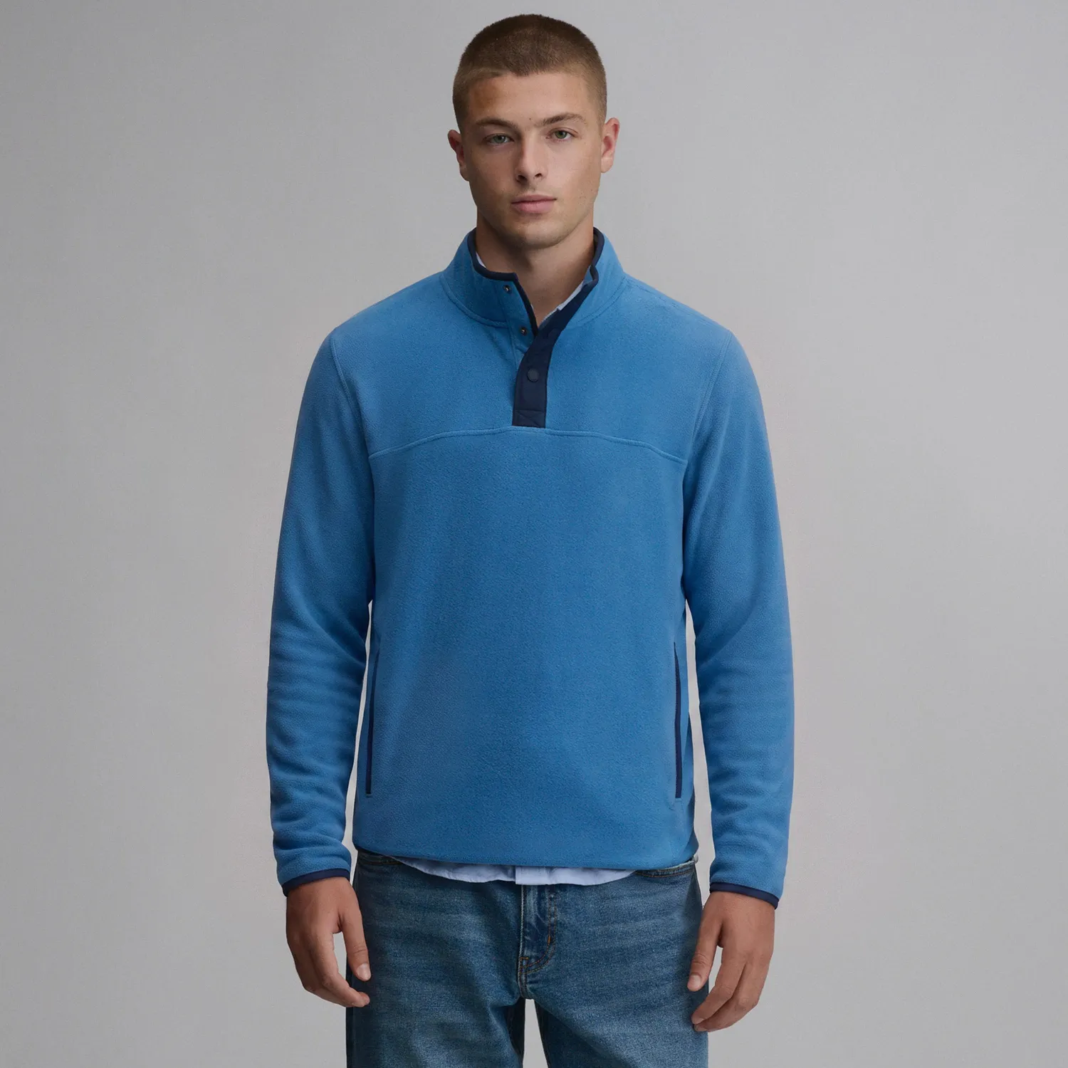 Eddie Bauer Chutes Snap Mock pulover polar gri inchis