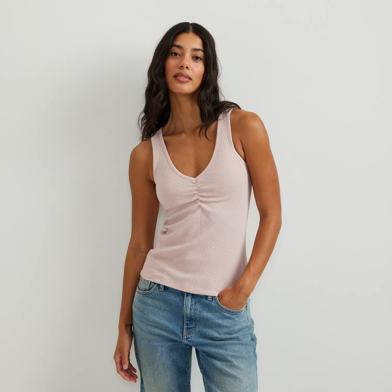 Eddie Bauer Pointelle Dobby Tank maiou damă ivory delicat