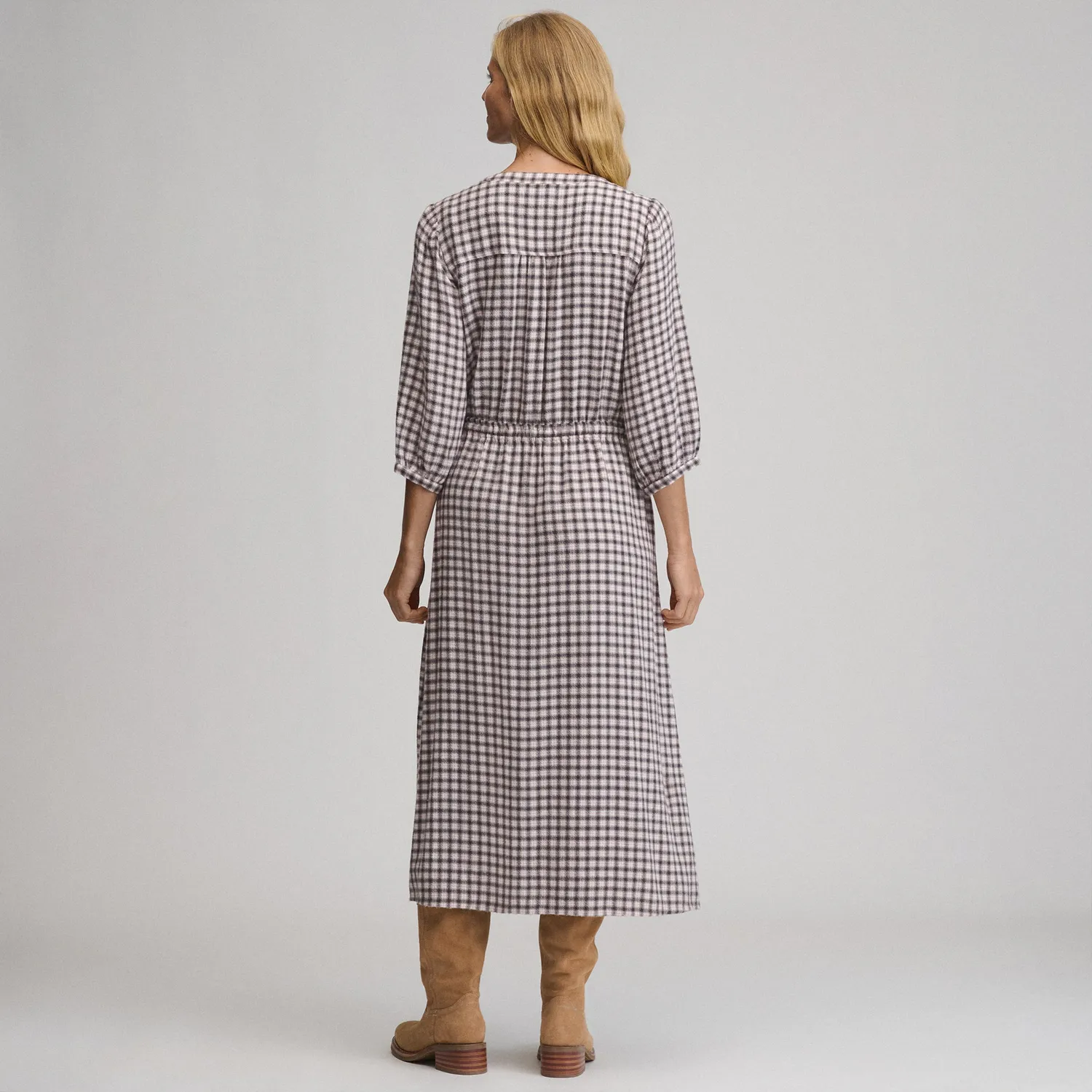 Eddie Bauer Plaid Button Front Belted Midi rochie Blossom carouri