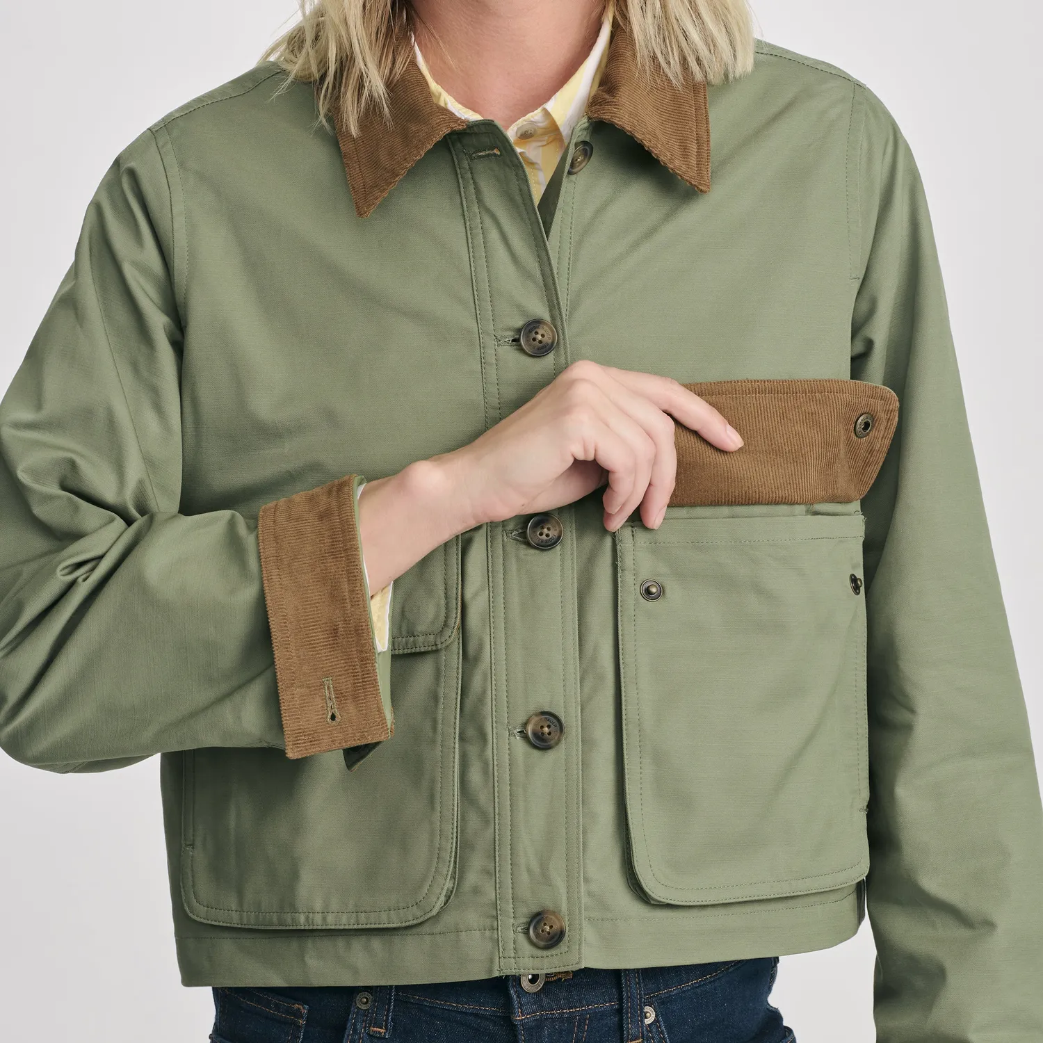 Eddie Bauer Lark Cropped Barn jacheta dama Tan scurta