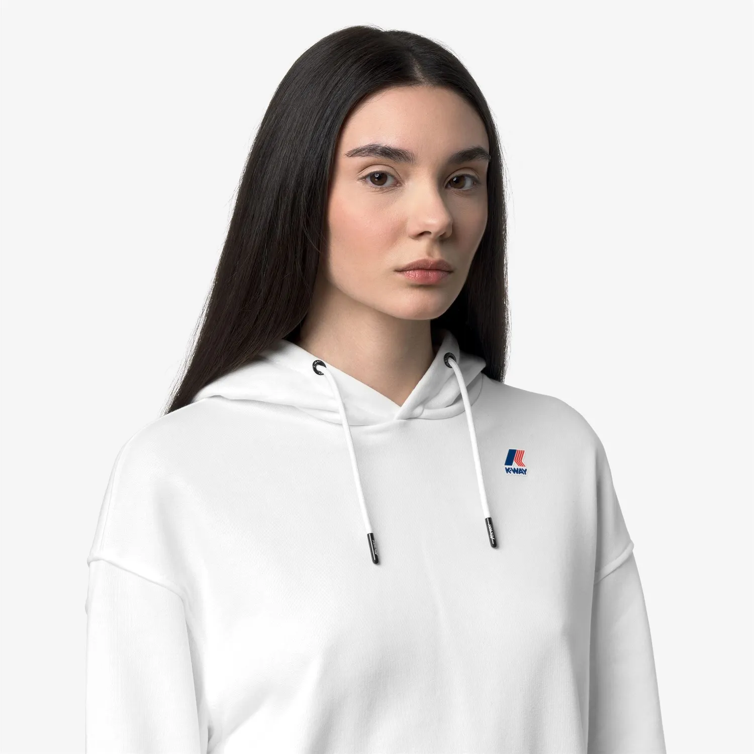 K-Way Ninette Poly Cotton hanorac dama alb cu gluga fleece