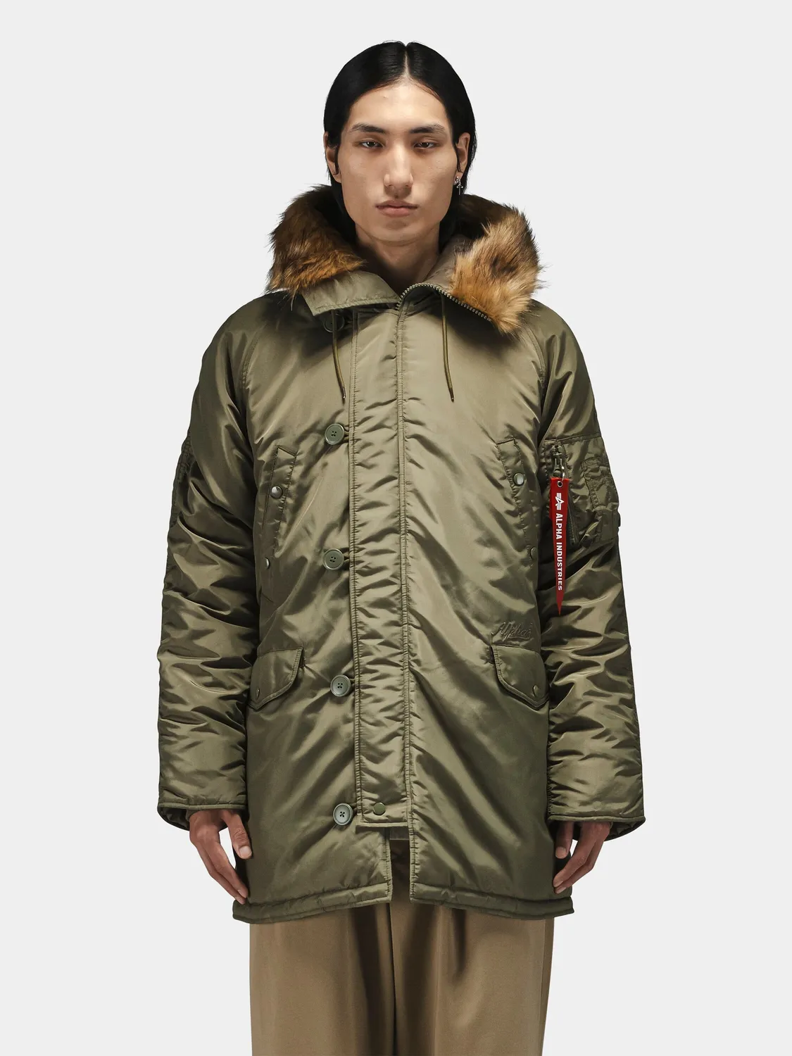Alpha Industries N-3B Oxford parka verde extrem călduros