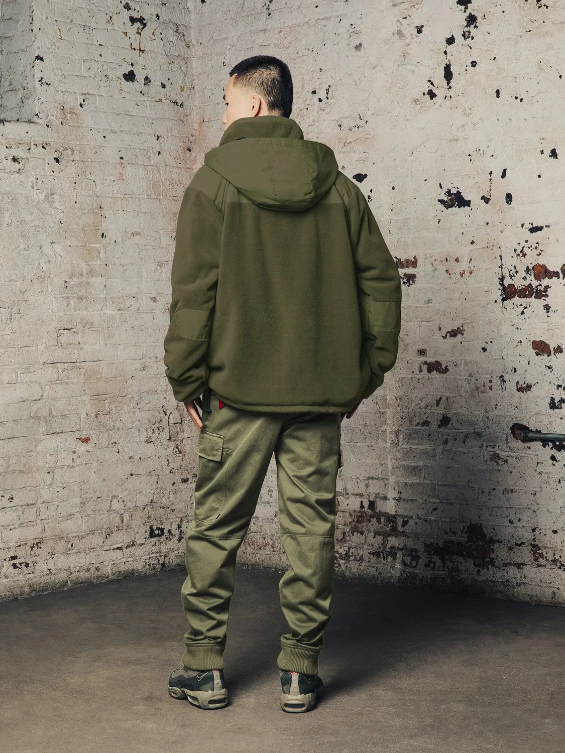 Alpha Industries Mixed Media hanorac polar Dark Green cu gluga