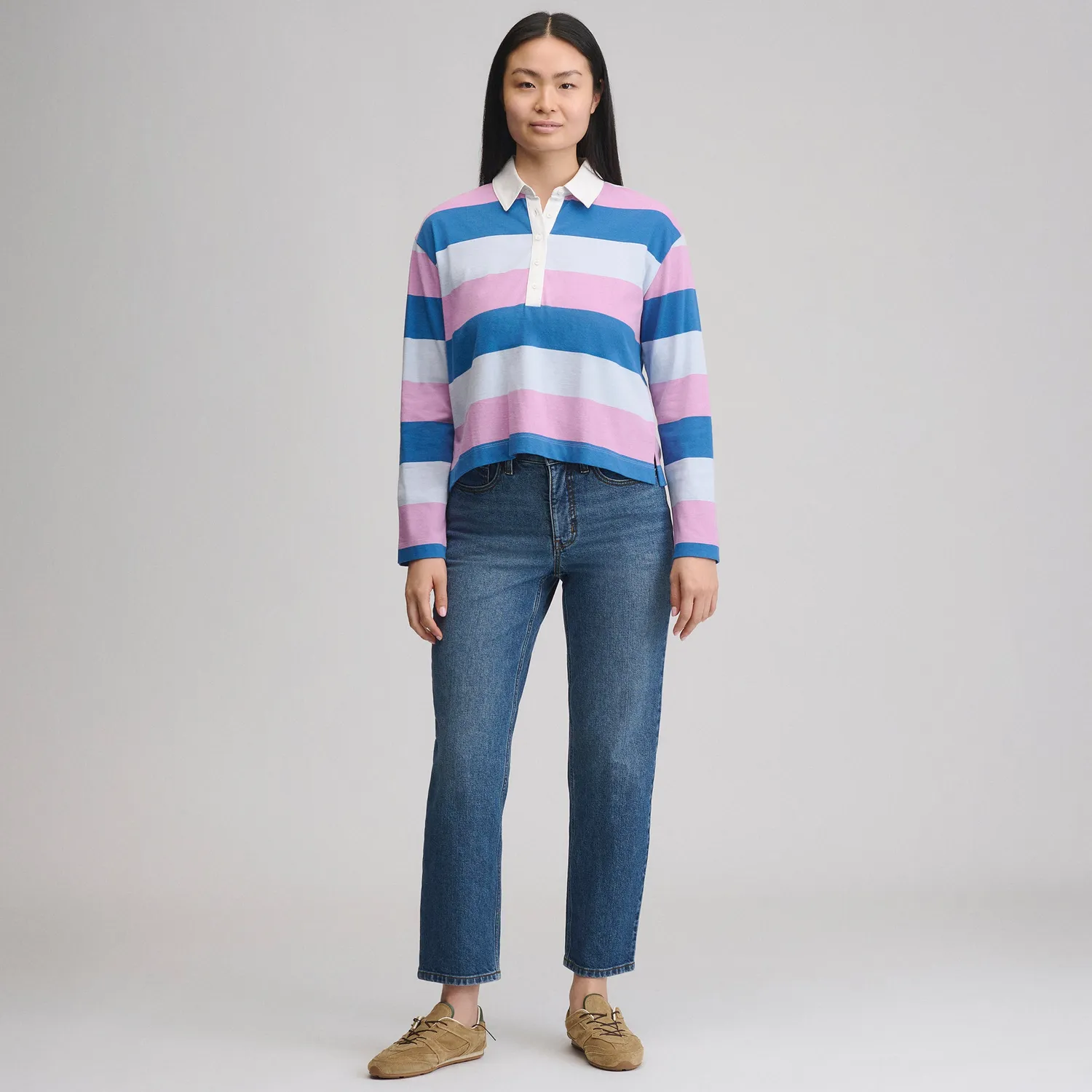 Eddie Bauer Rugby polo damă Wisteria mânecă lungă