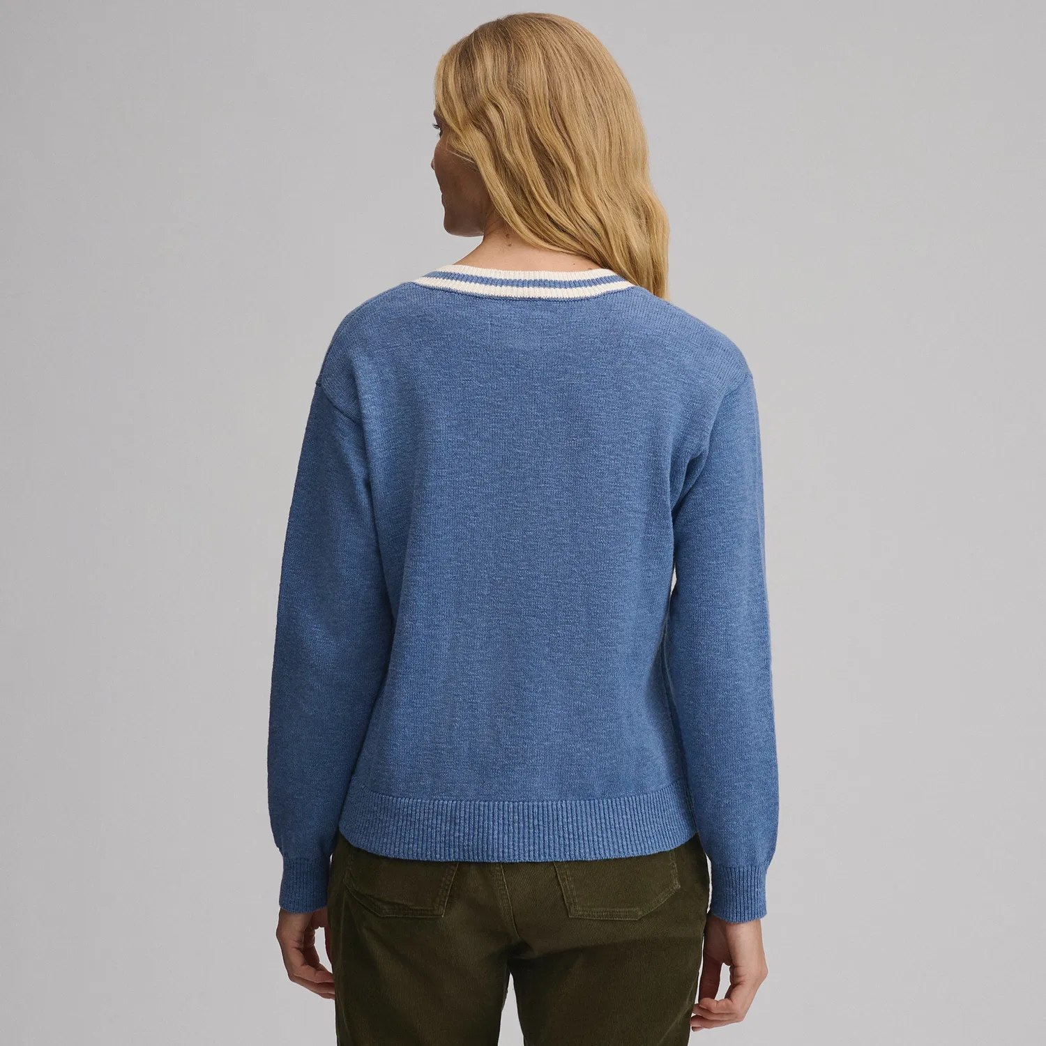 Eddie Bauer Everyday V-Neck pulover dama Dk Chambray