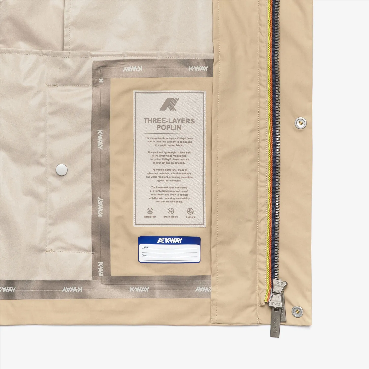 K-Way Orion 3L Poplin geacă bărbați bej XS-3XL