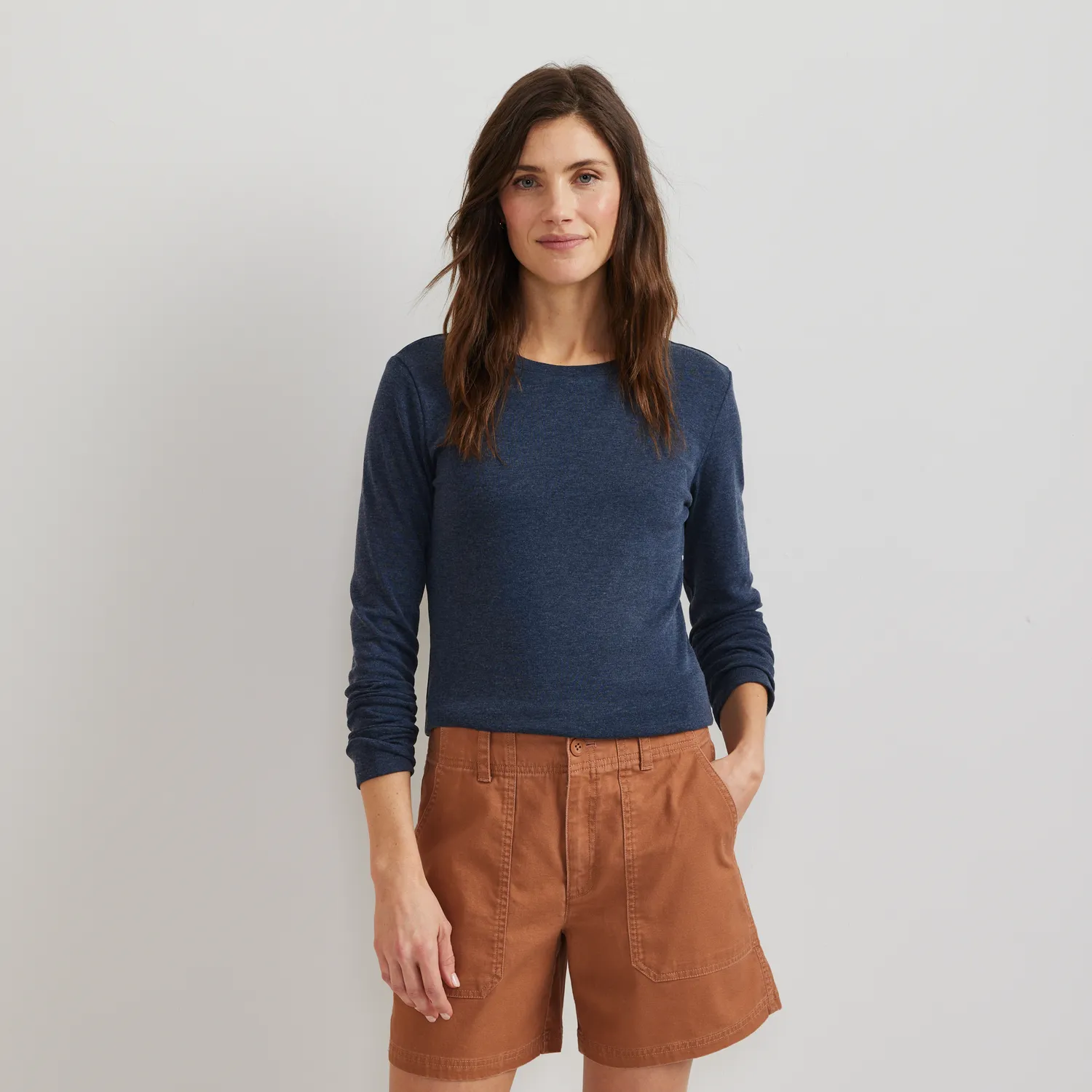 Eddie Bauer Everyday Crewneck tricou dama maneca lunga negru bumbac