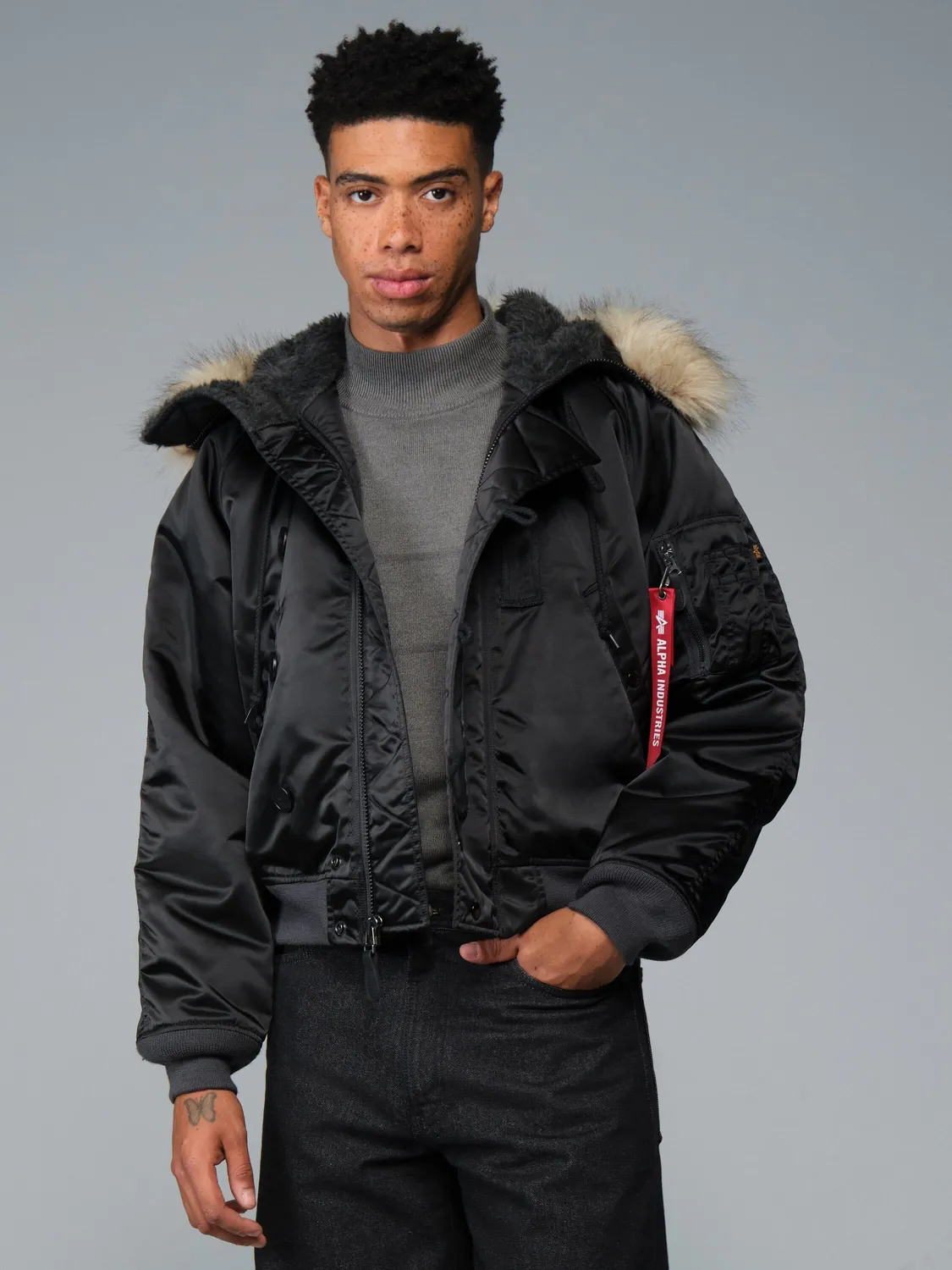 Alpha Industries N-2B 1950s palton negru ger extrem