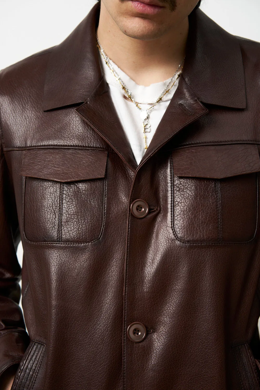 Mareus 618 geaca piele barbati cognac brown