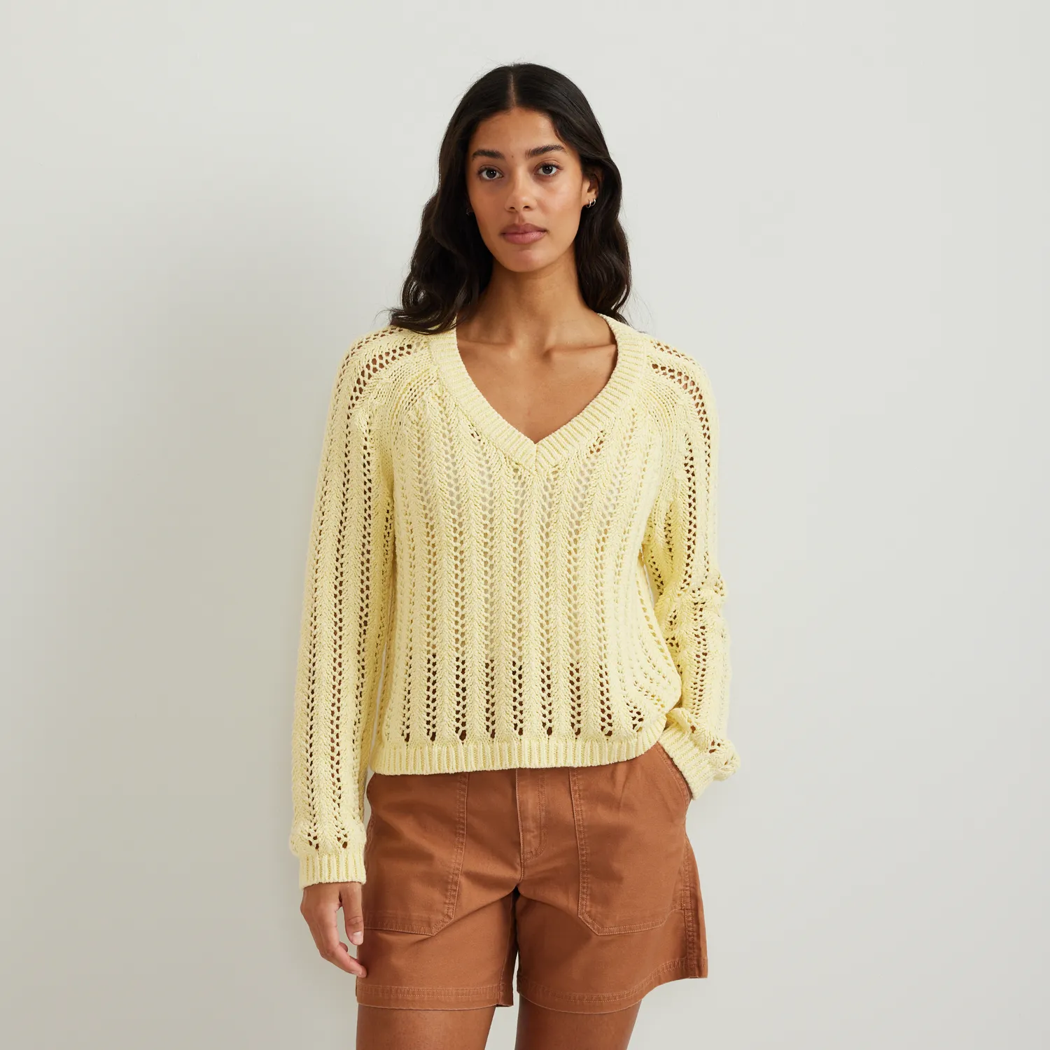 Eddie Bauer Pointelle pulover dama Yellow delicat