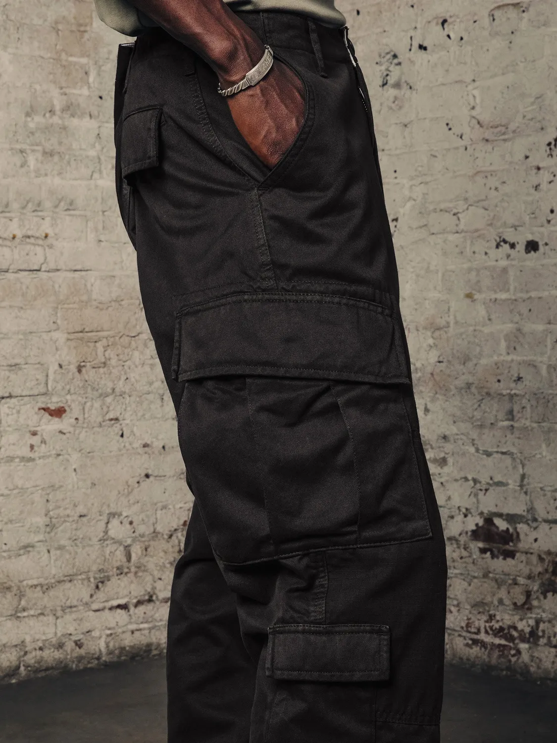 Alpha Industries ACU pantaloni cargo negri bumbac